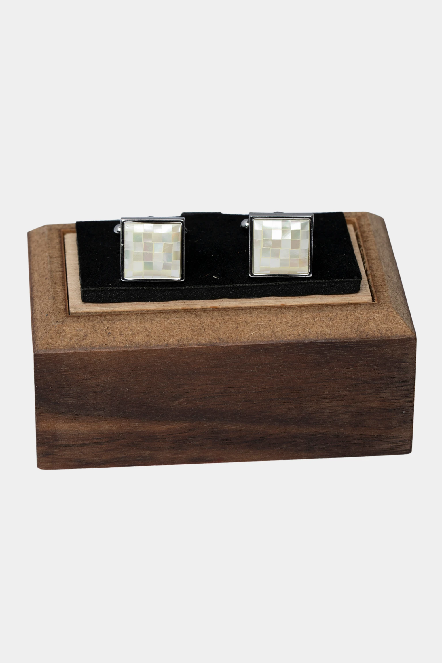 Silberne Manschettenknoepfe aus italienischem Metall Square Design