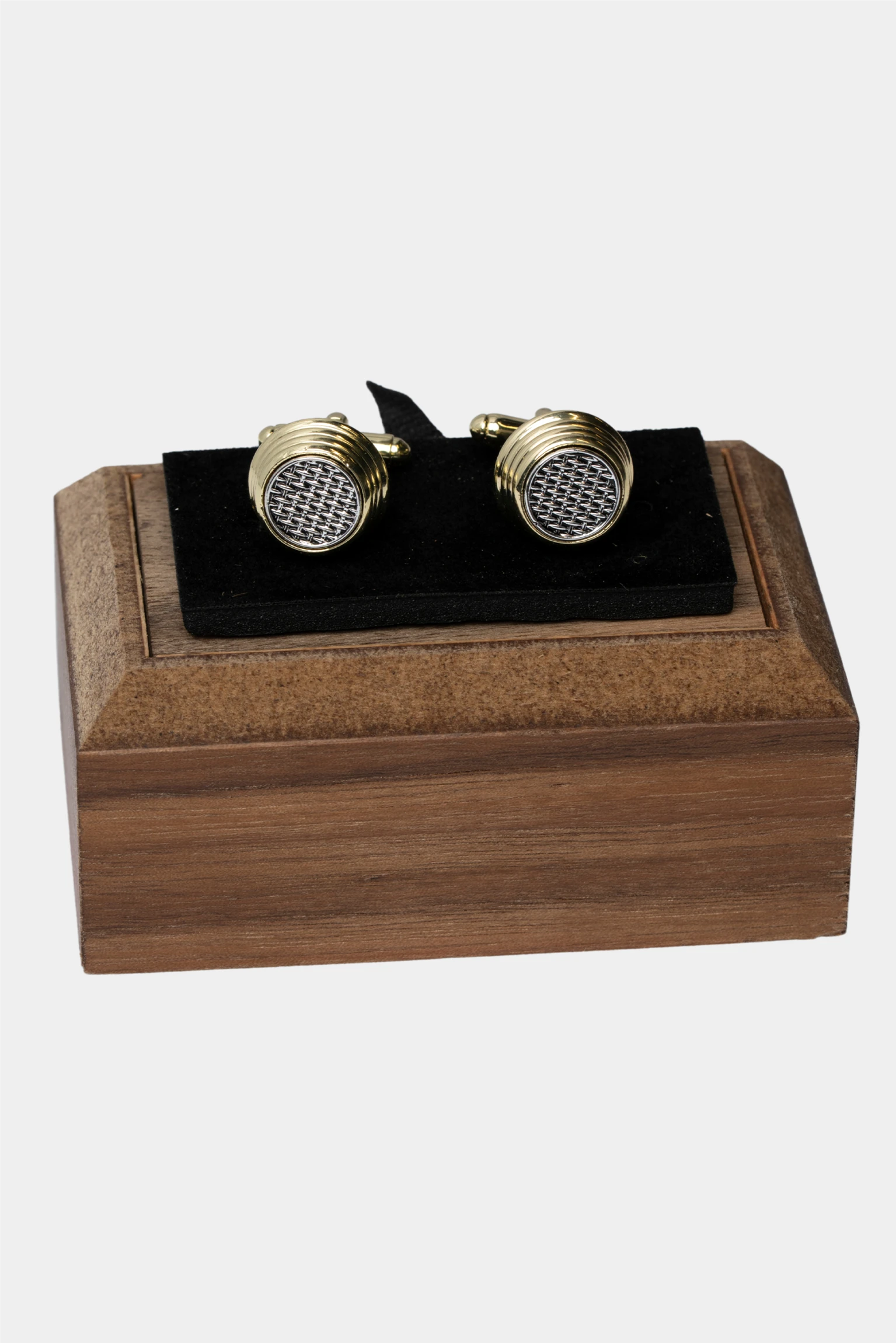 Goldene Manschettenknoepfe aus italienischem Metall Round Design