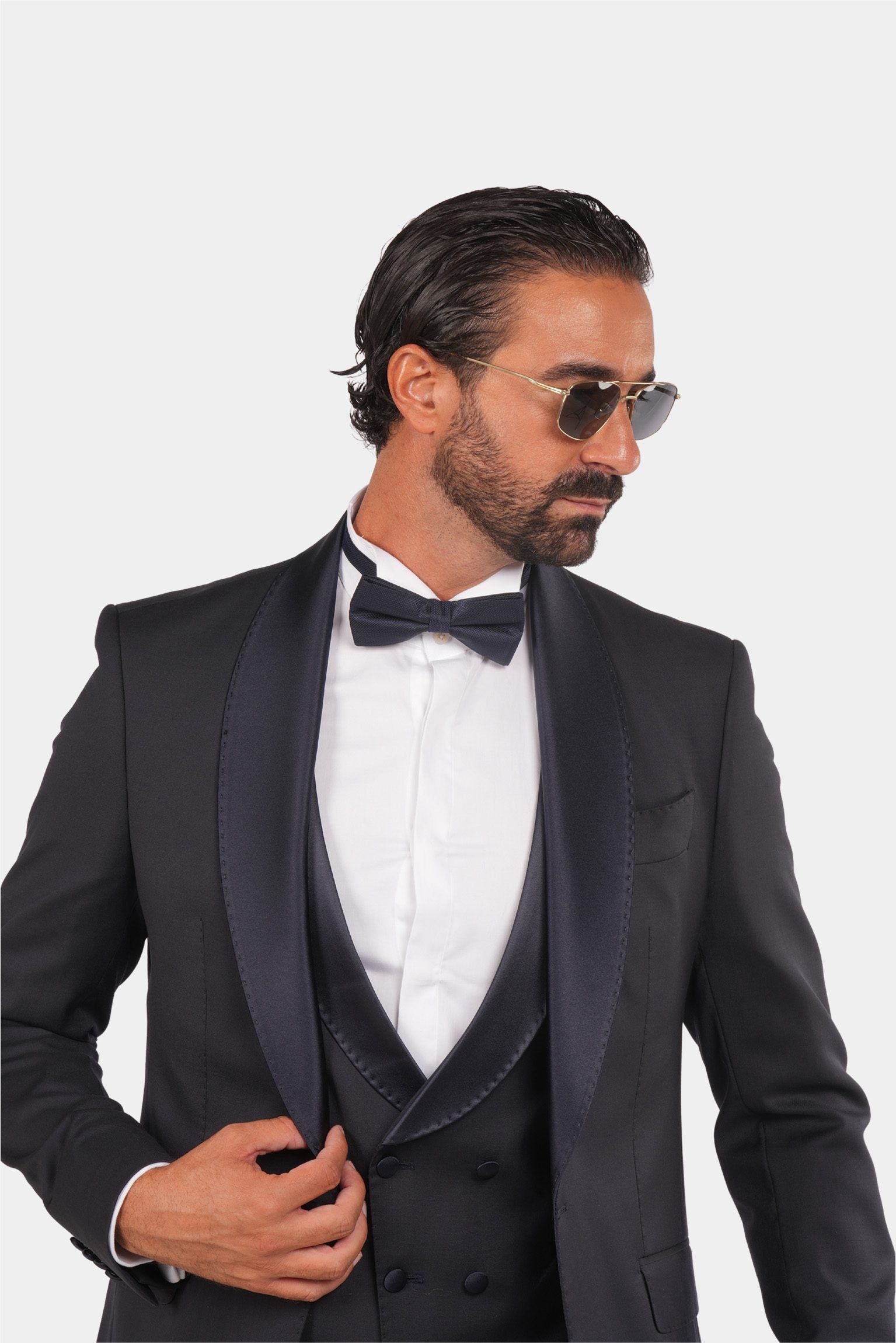 Dunkelblauer Slim Fit Einreiher Smoking Anzug