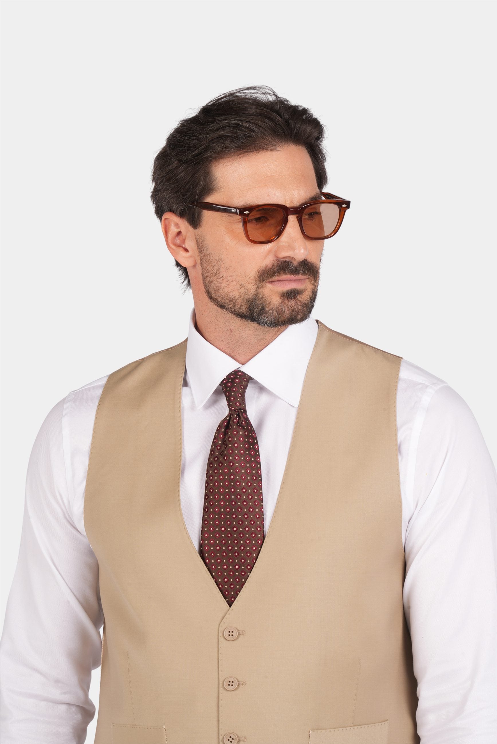 Beige Modern Fit Einreihiger Handarbeit