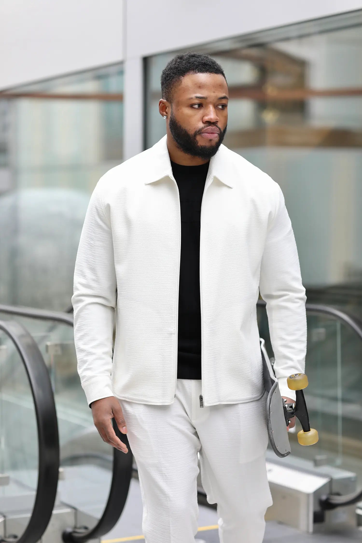 White men's tracksuit with zipper