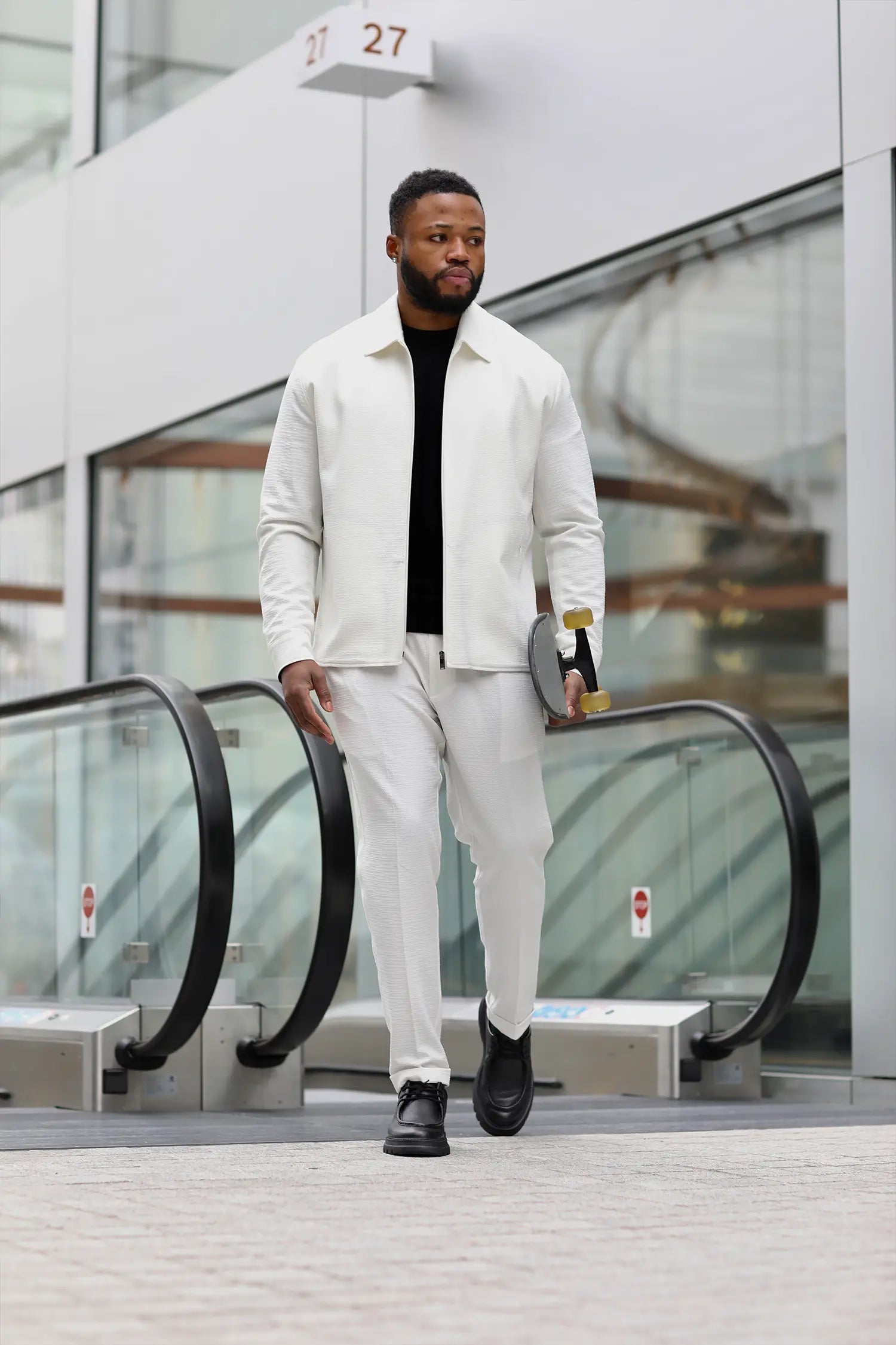 White men's tracksuit with zipper
