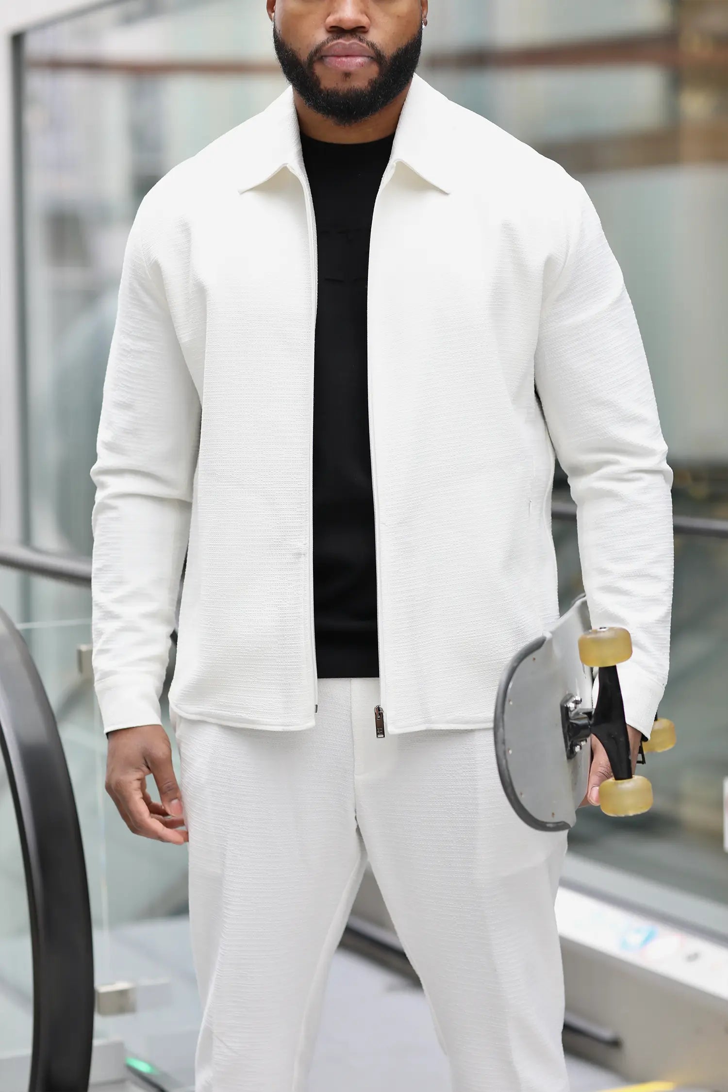 White men's tracksuit with zipper