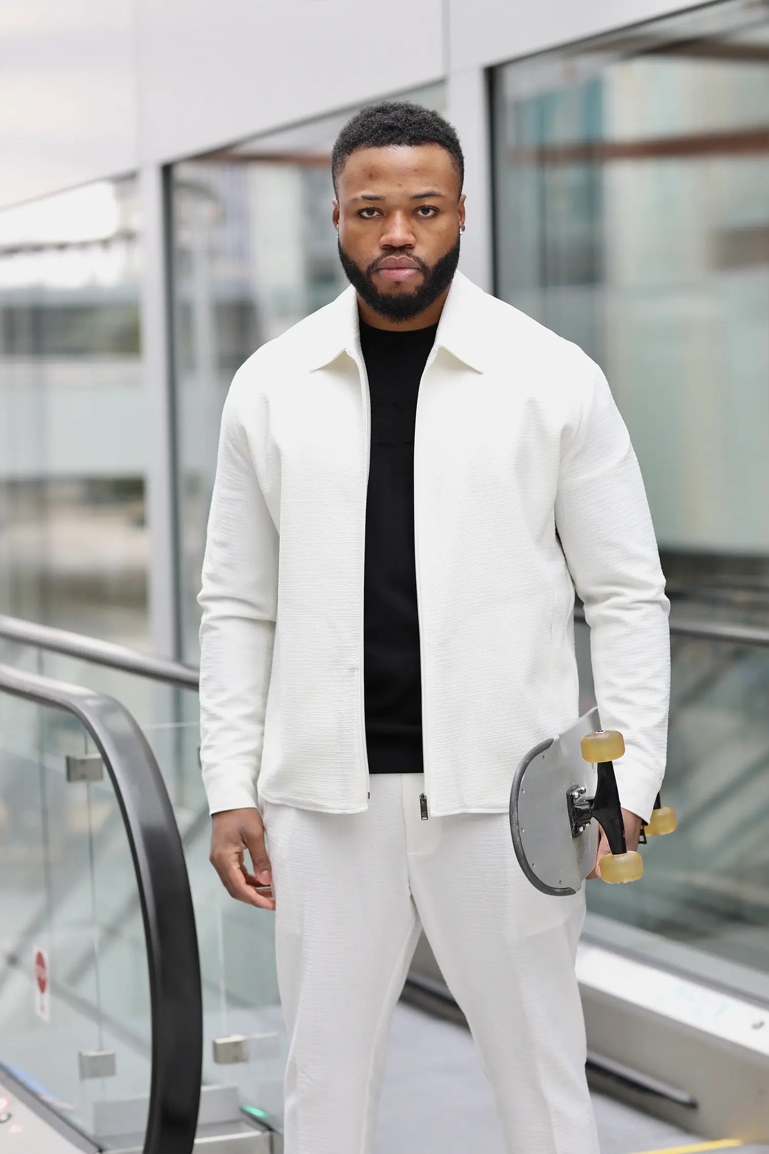 White men's tracksuit with zipper