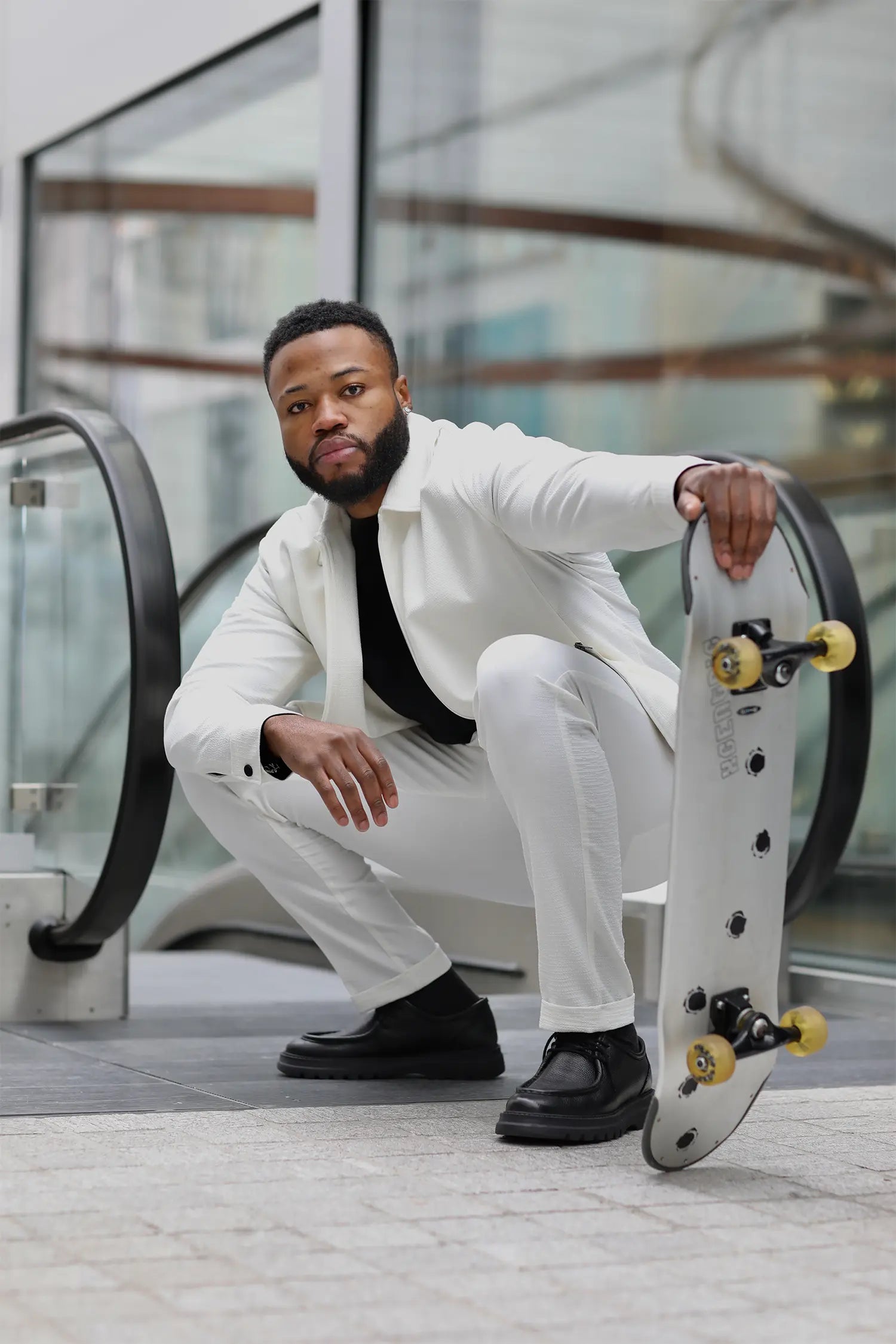 White men's tracksuit with zipper
