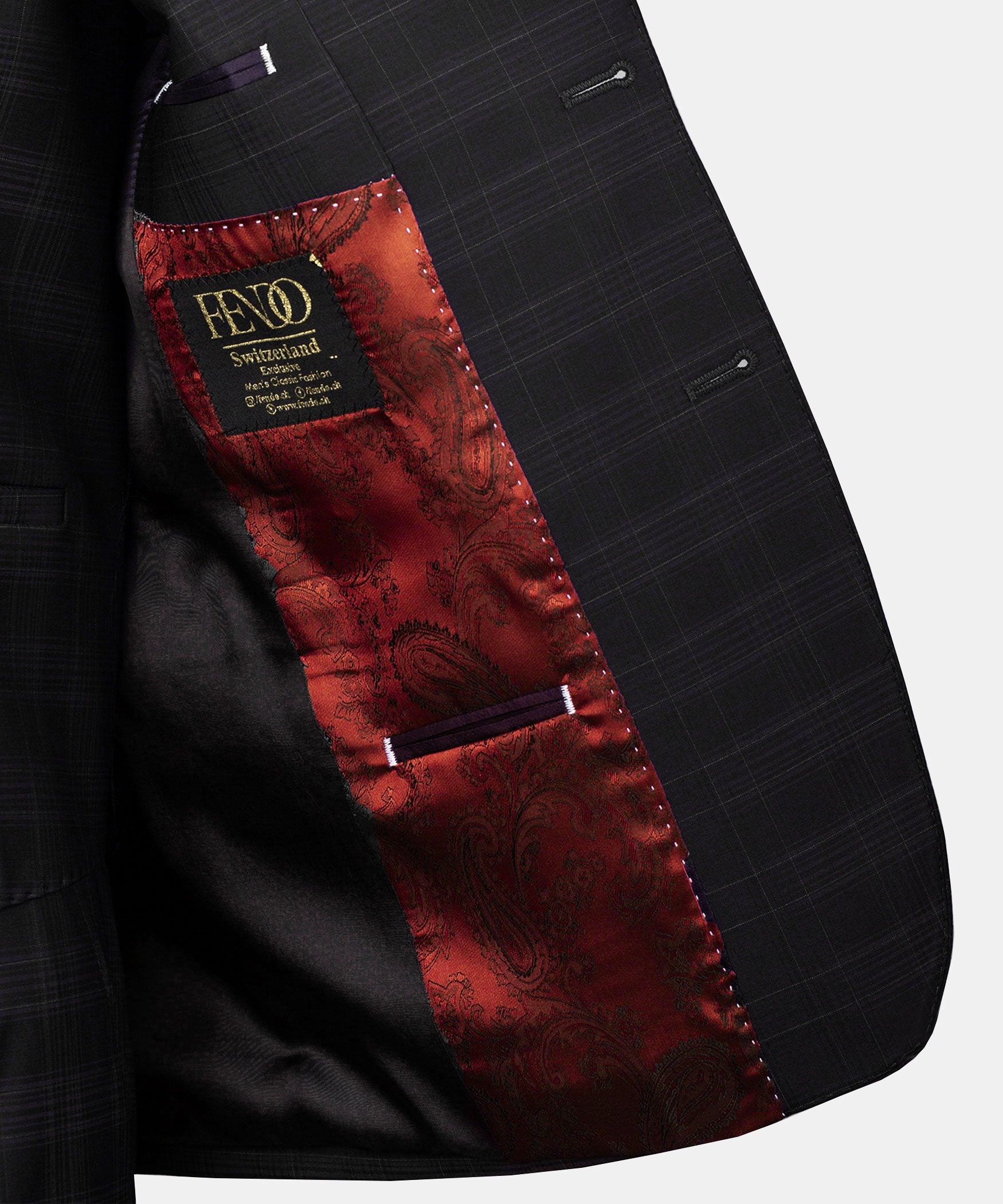 Schwarzer karierter Anzug, Modern Fit Einreiher