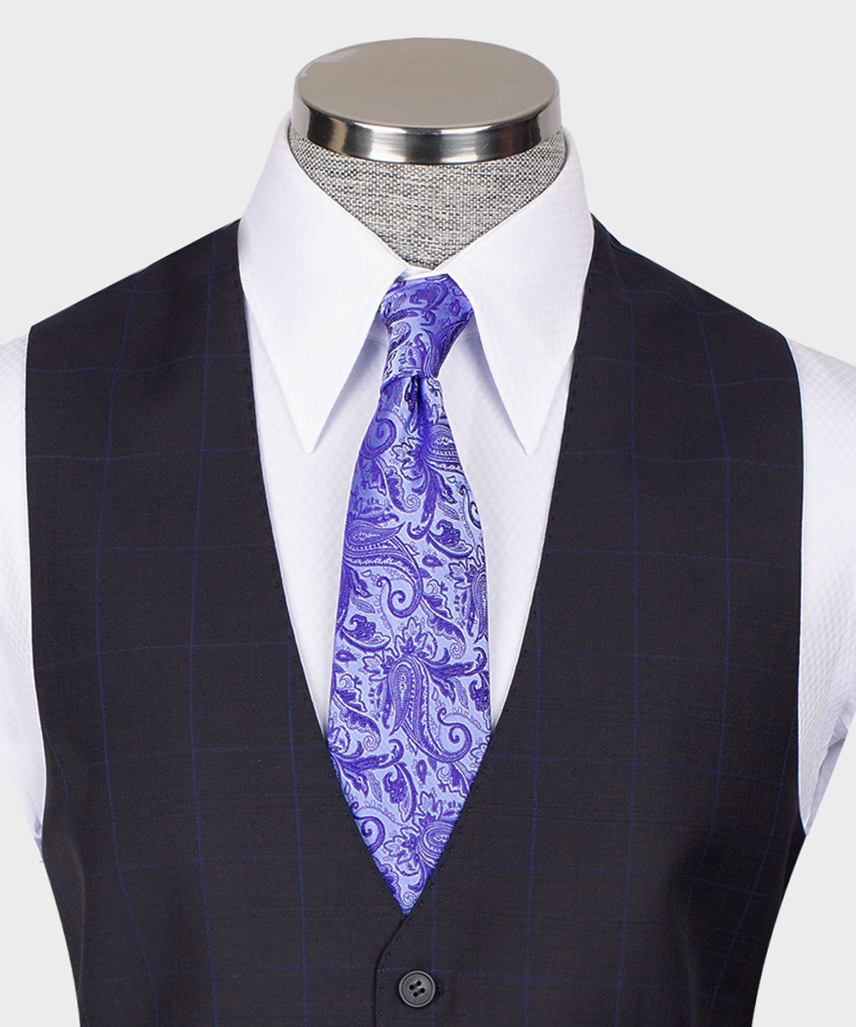 Dunkelblauer kariertes Modern-Fit-Einreiher-Anzug