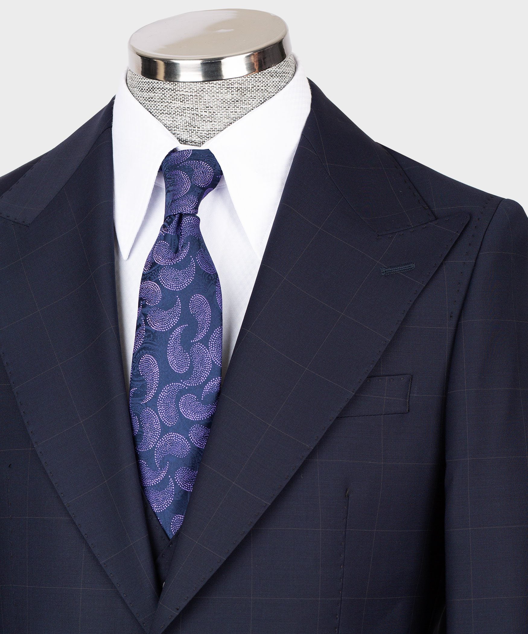 Dunkelblau karierter einreihiger Modern-Fit-Anzug