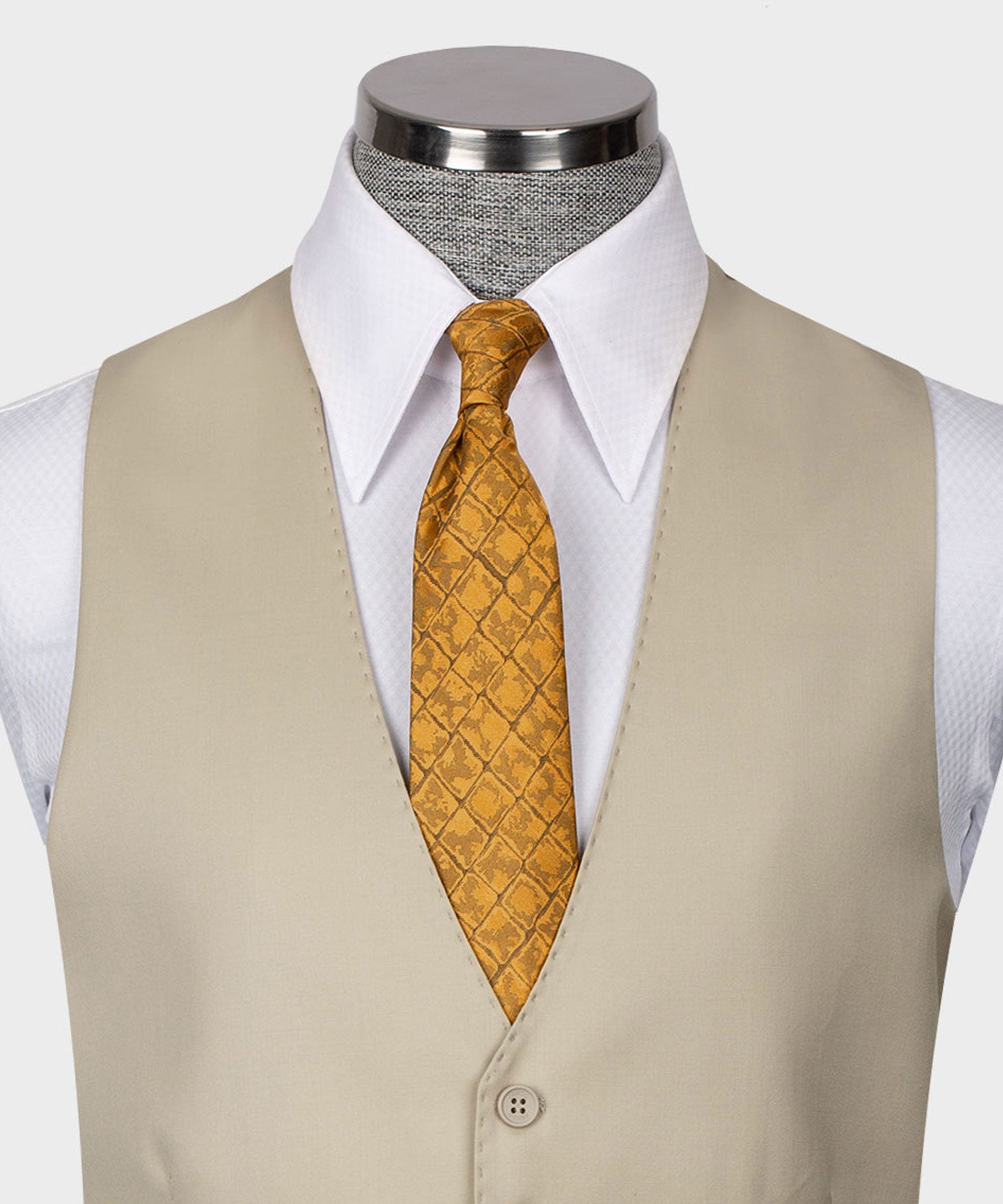 Beige Modern Fit Einreihiger Anzug