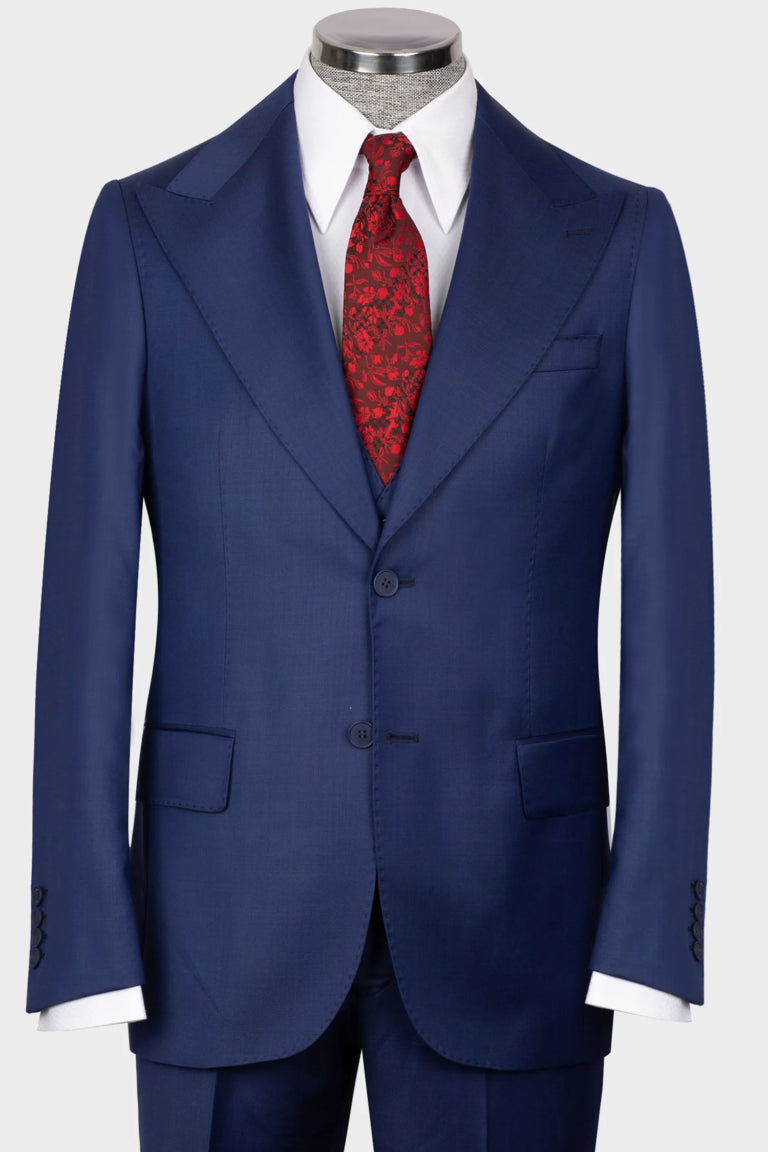 Navy blau Modern Fit Einreihiger Anzug