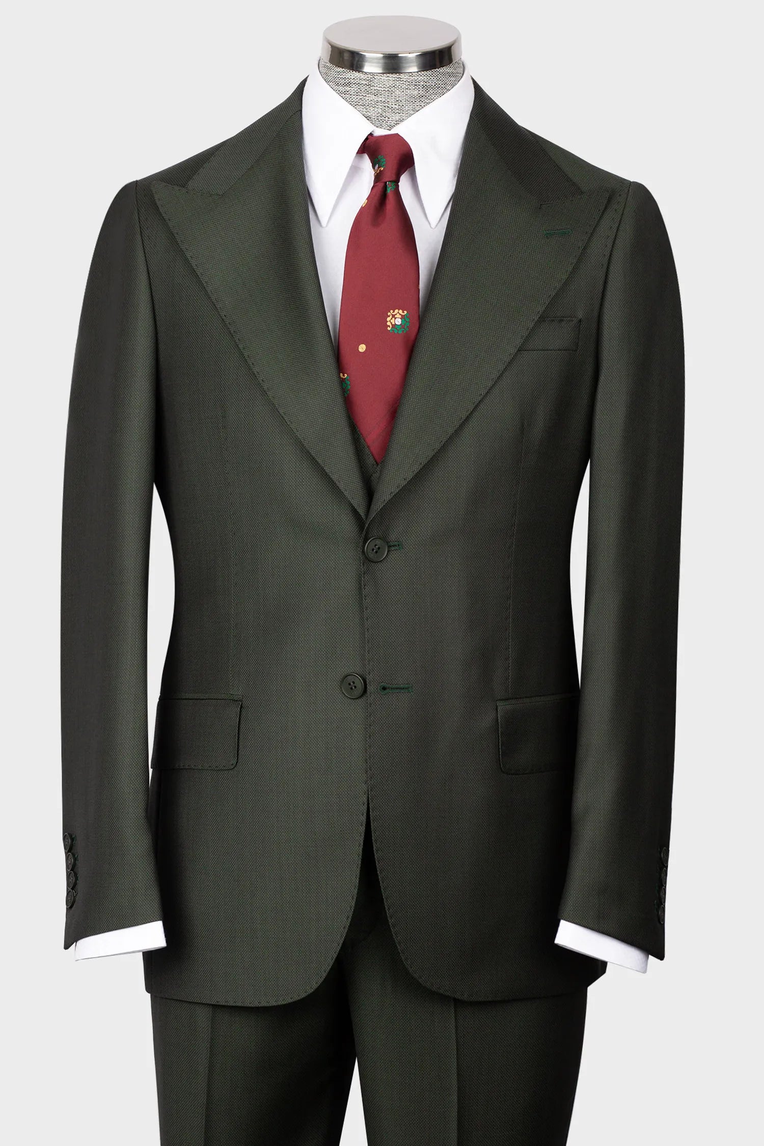 Grüner Modern Fit Einreihiger Anzug