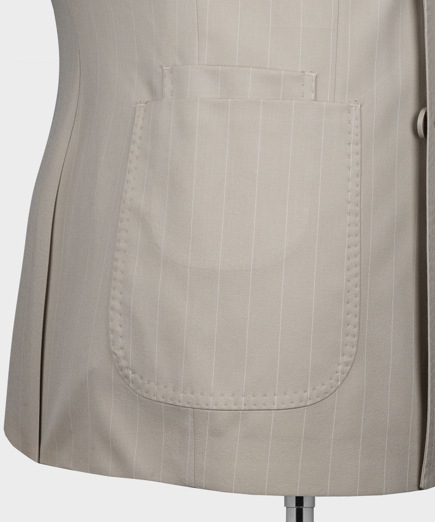 Beige gestreift Modern Fit Zweireiher Anzug