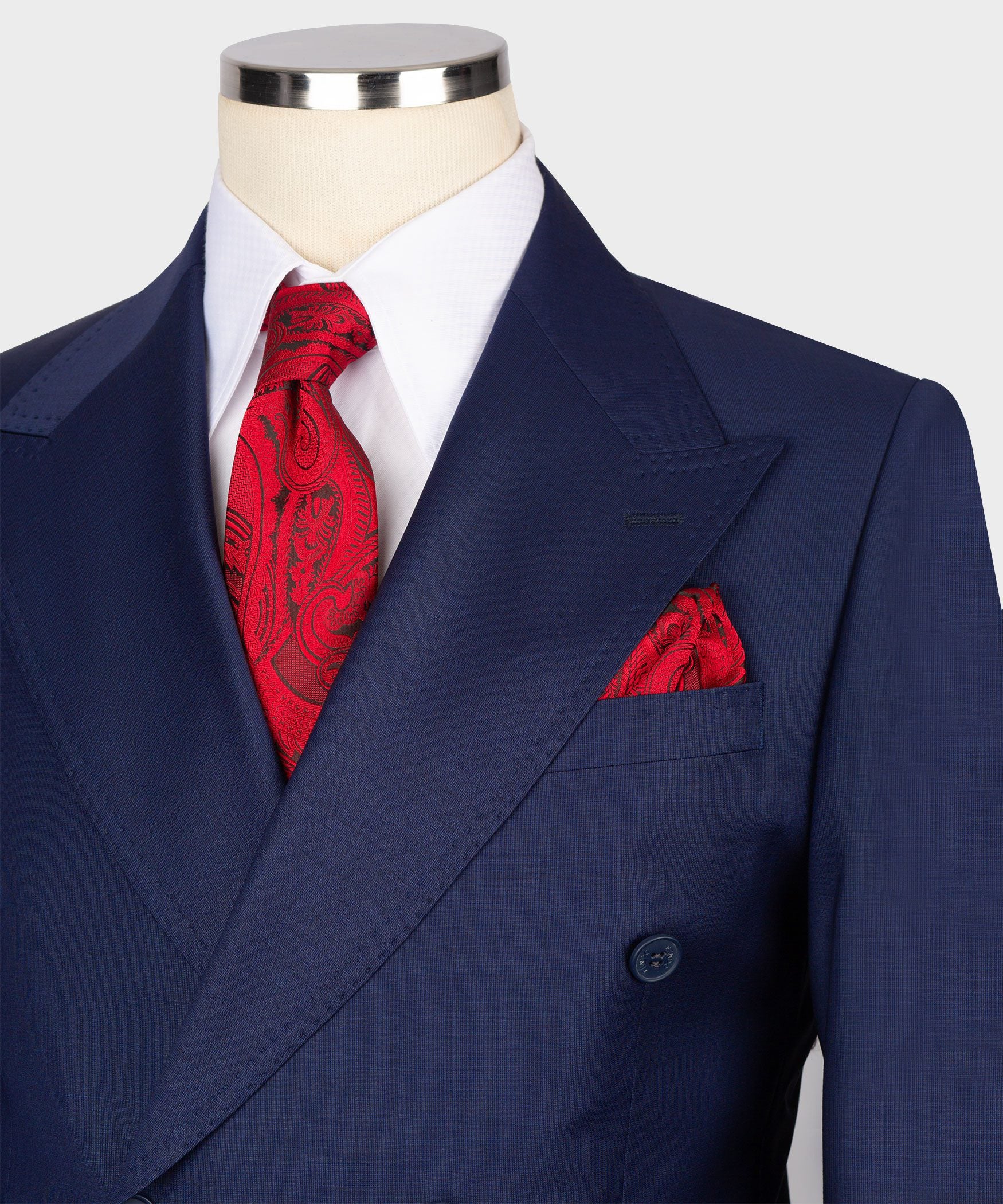 Navy blau Modern Fit Zweireiher Anzug