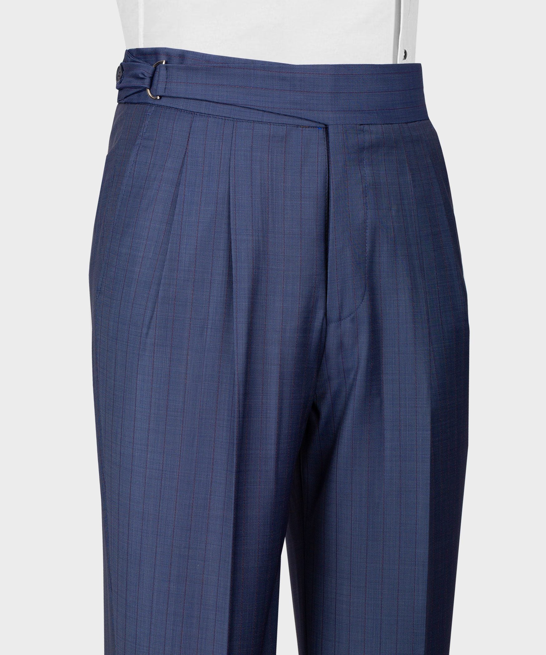 Navy blau gestreift Modern Fit Zweireiher Anzug