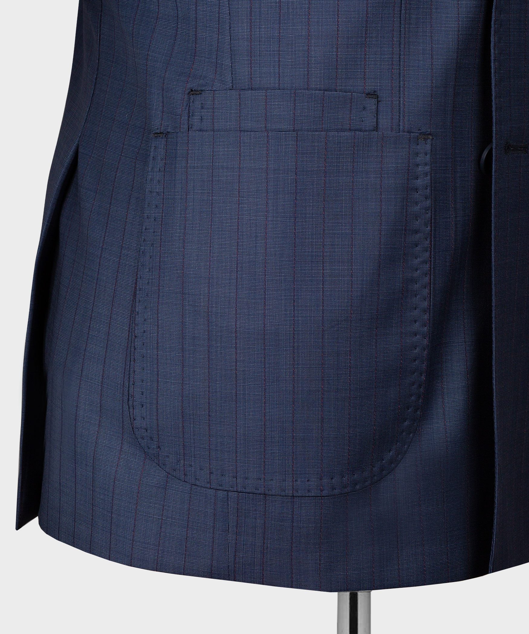 Navy blau gestreift Modern Fit Zweireiher Anzug