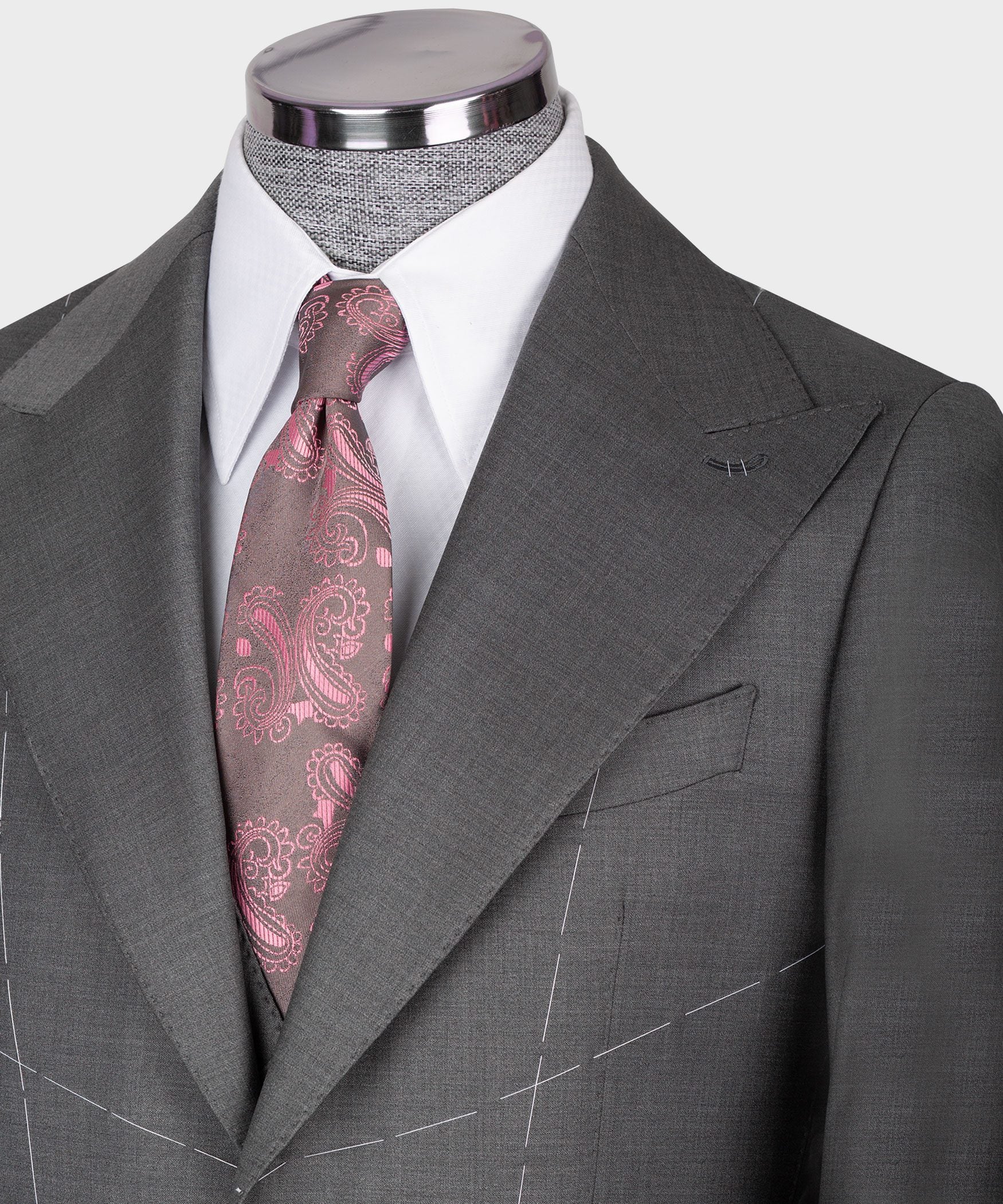 Grauer Modern Fit Einreihiger Handarbeit