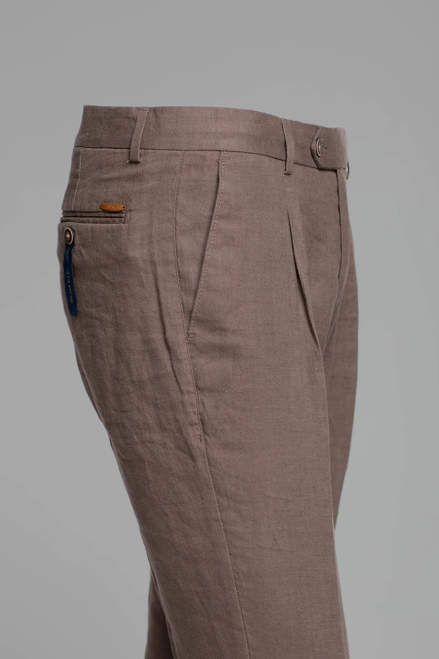 Braune Slim Fit Leinenhose