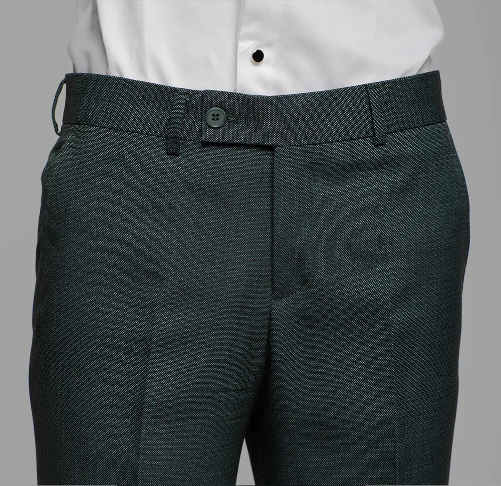 Dunkelgrüner Modern Fit Einreihiger Anzug