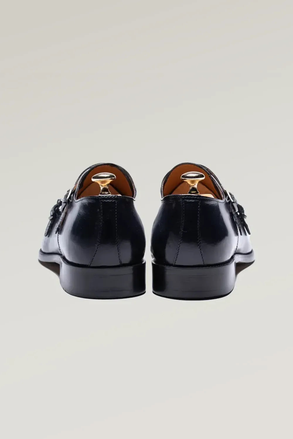 Navy blauer Büffelleder Schuh mit doppeltem Monk Strap