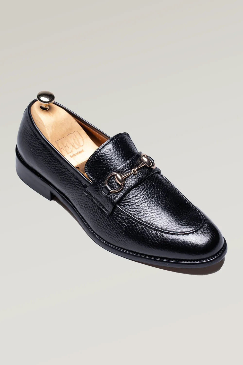 Schwarzes Hirschleder Horsebit Loafer-Schuh