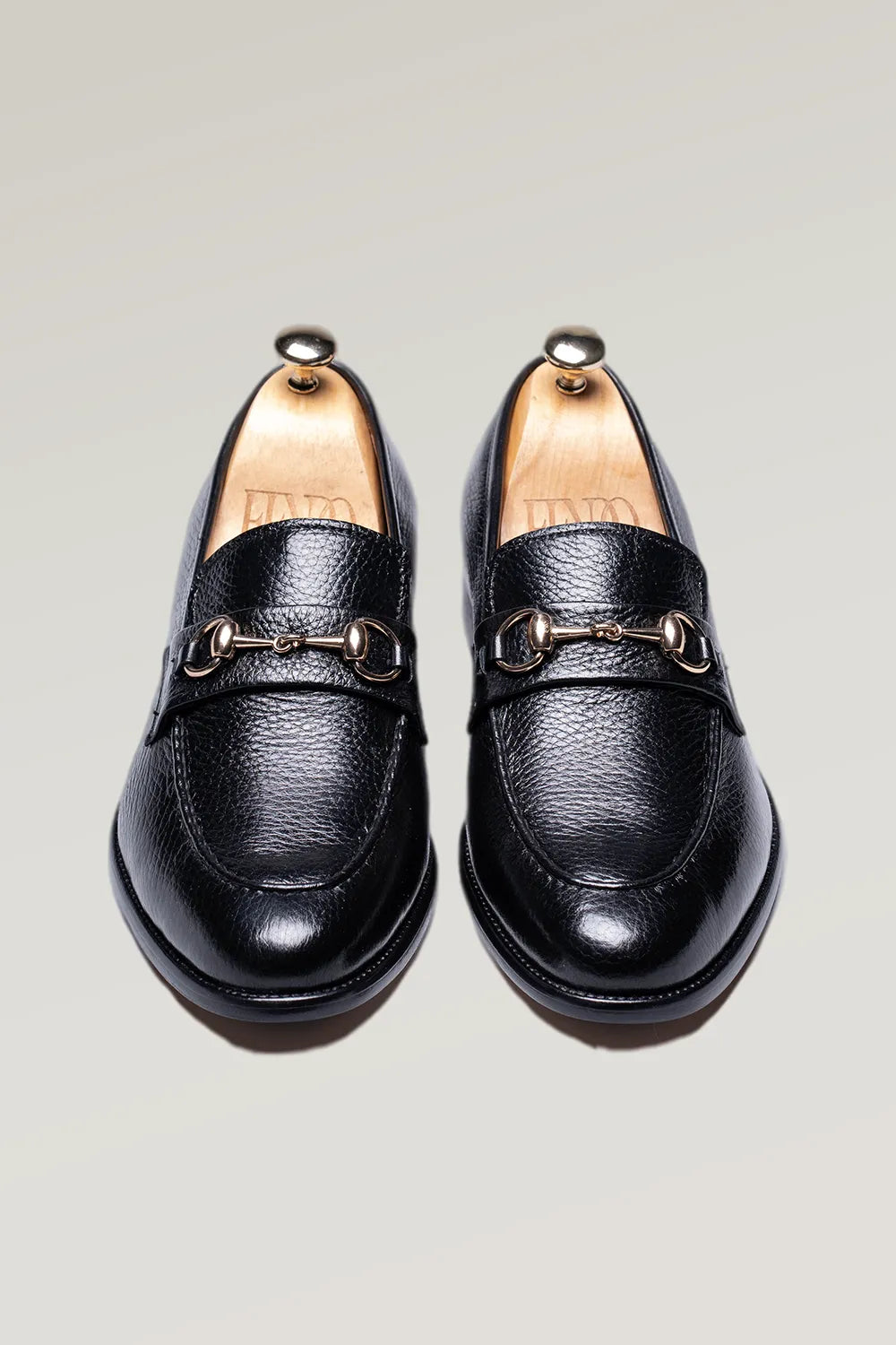 Schwarzes Hirschleder Horsebit Loafer-Schuh