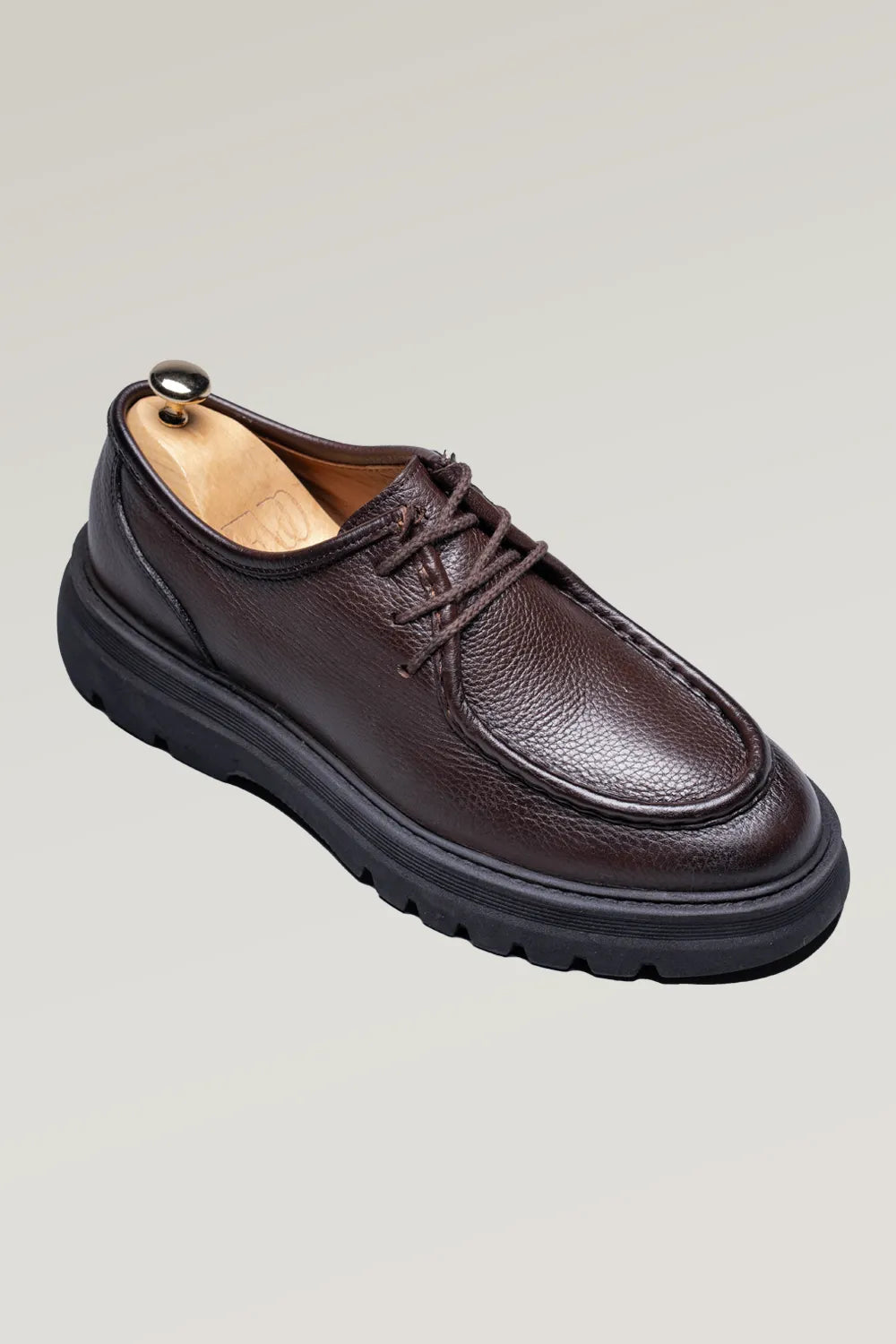 Brauner Hirschleder-Derby-Schuh