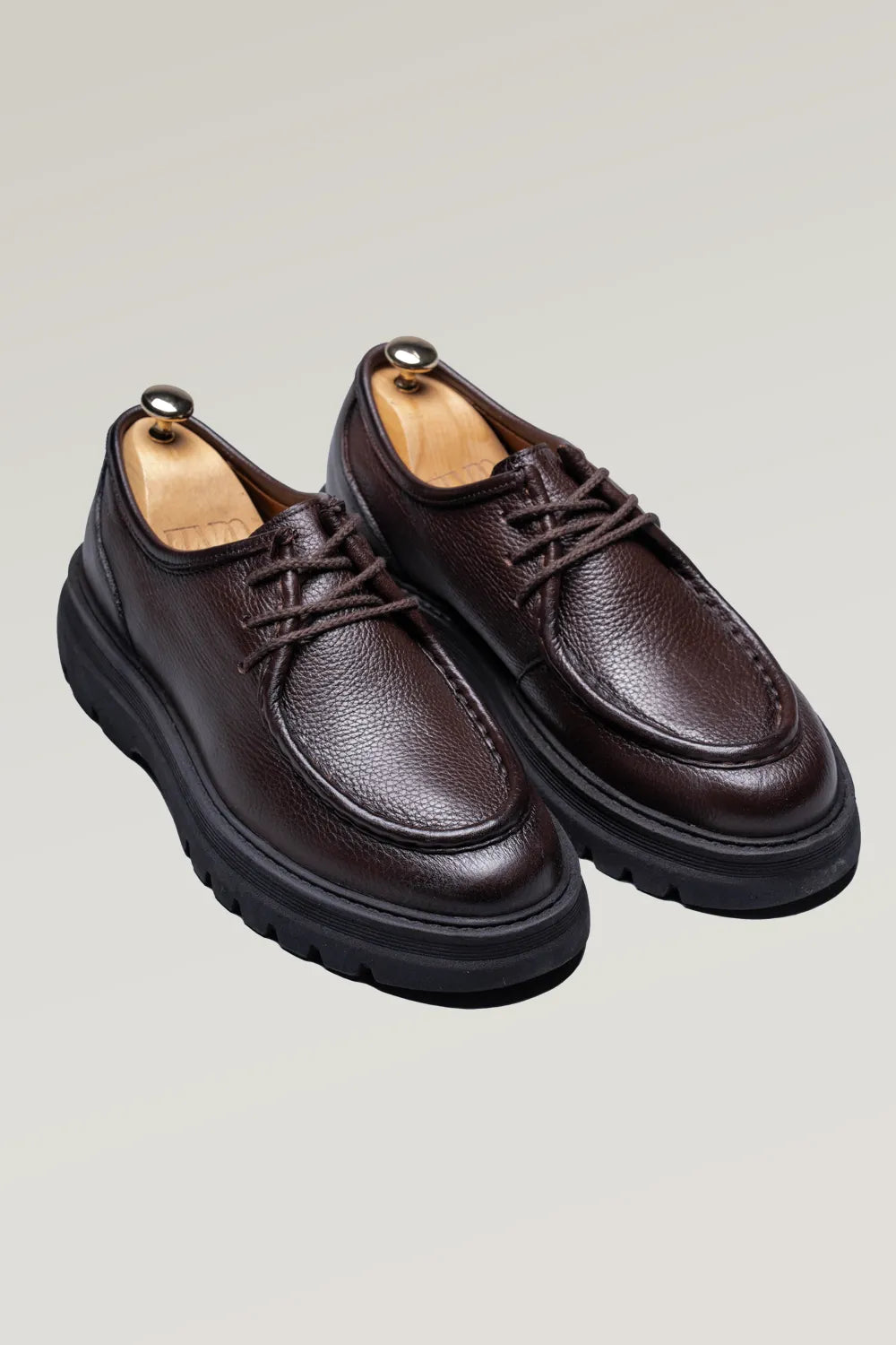 Brauner Hirschleder-Derby-Schuh