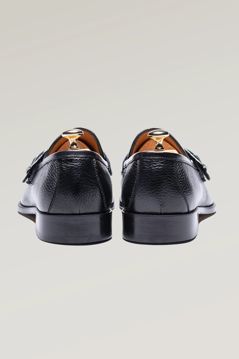 Schwarzer Hirschlederschuh mit Monk Strap