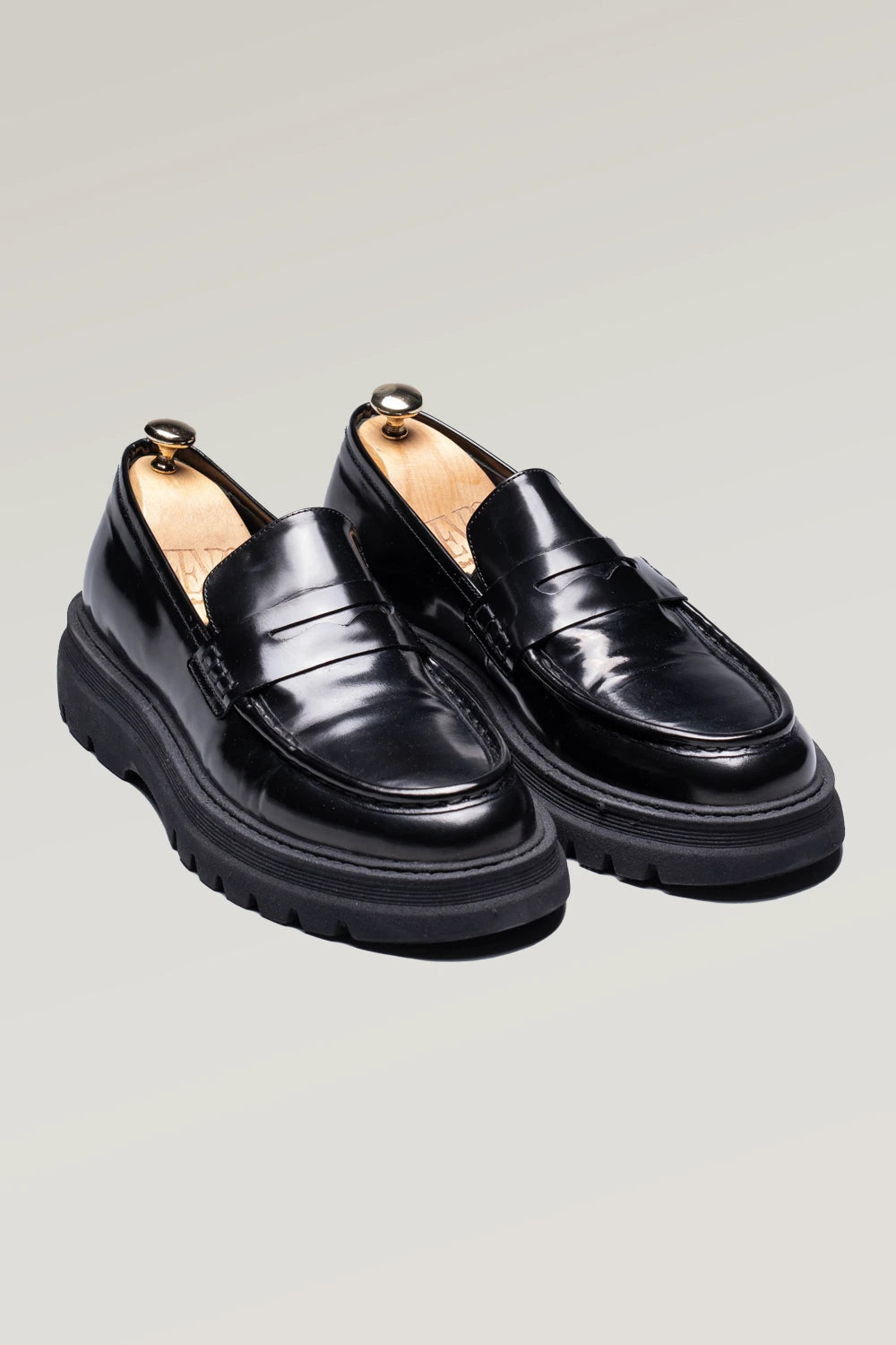 Schwarzer Büffelleder Penny Loafer-Schuh