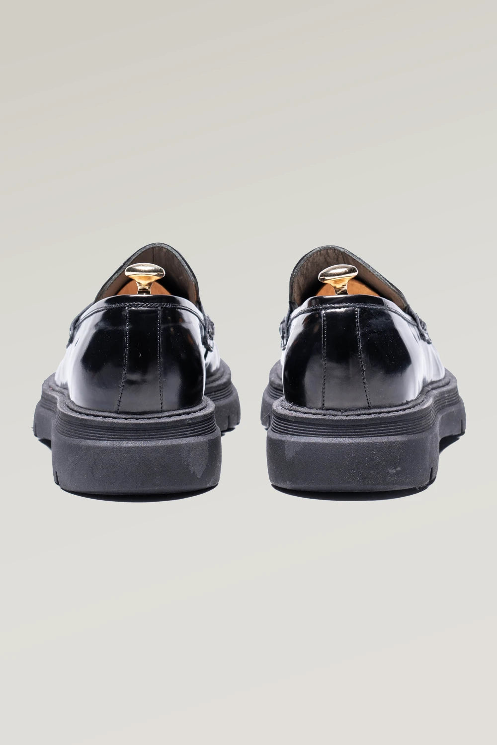 Schwarzer Büffelleder Penny Loafer-Schuh