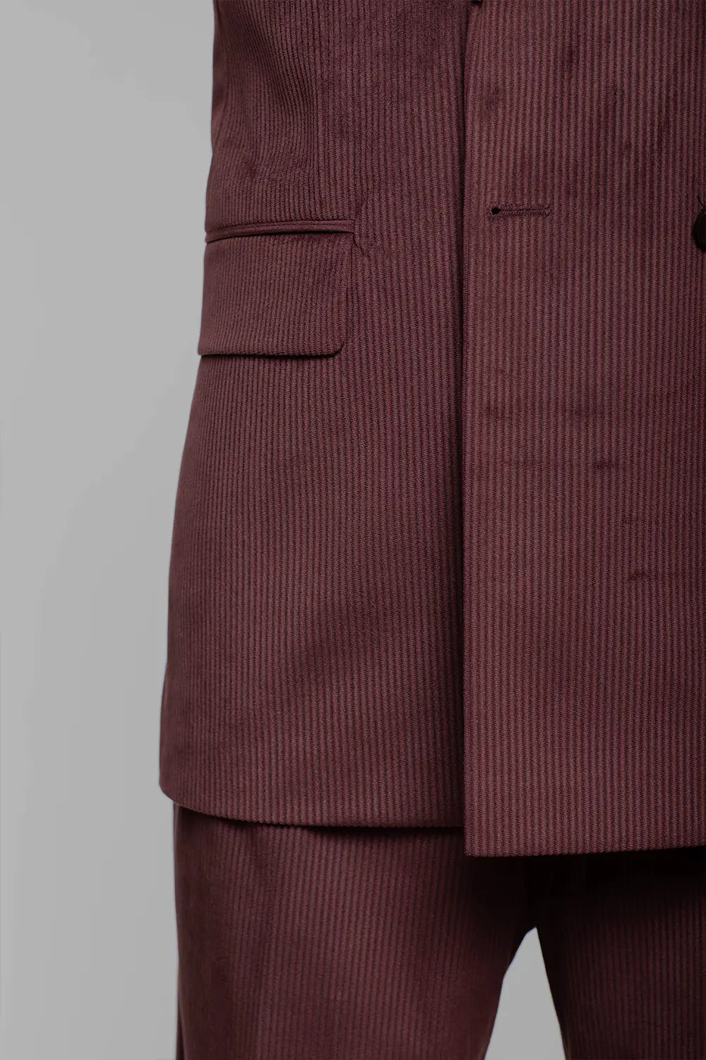 Bordeaux Cord Slim Fit Zweireiher Anzug