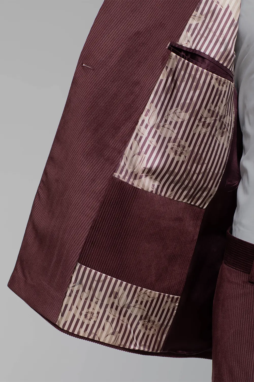 Bordeaux Cord Slim Fit Zweireiher Anzug