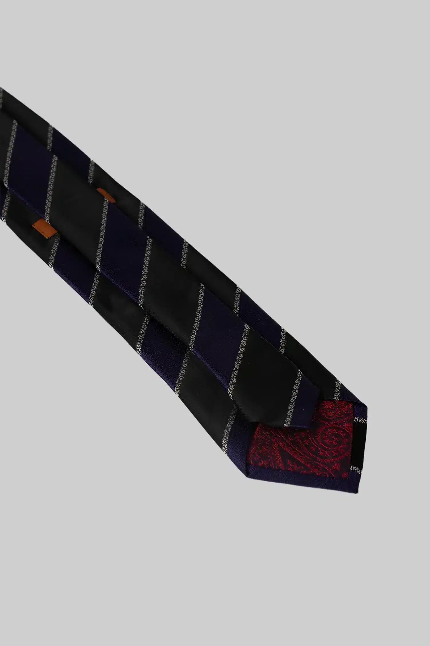 Schwarze und violette Krawatte und Einstecktuch mit Streifenmuster aus Mikrofaser