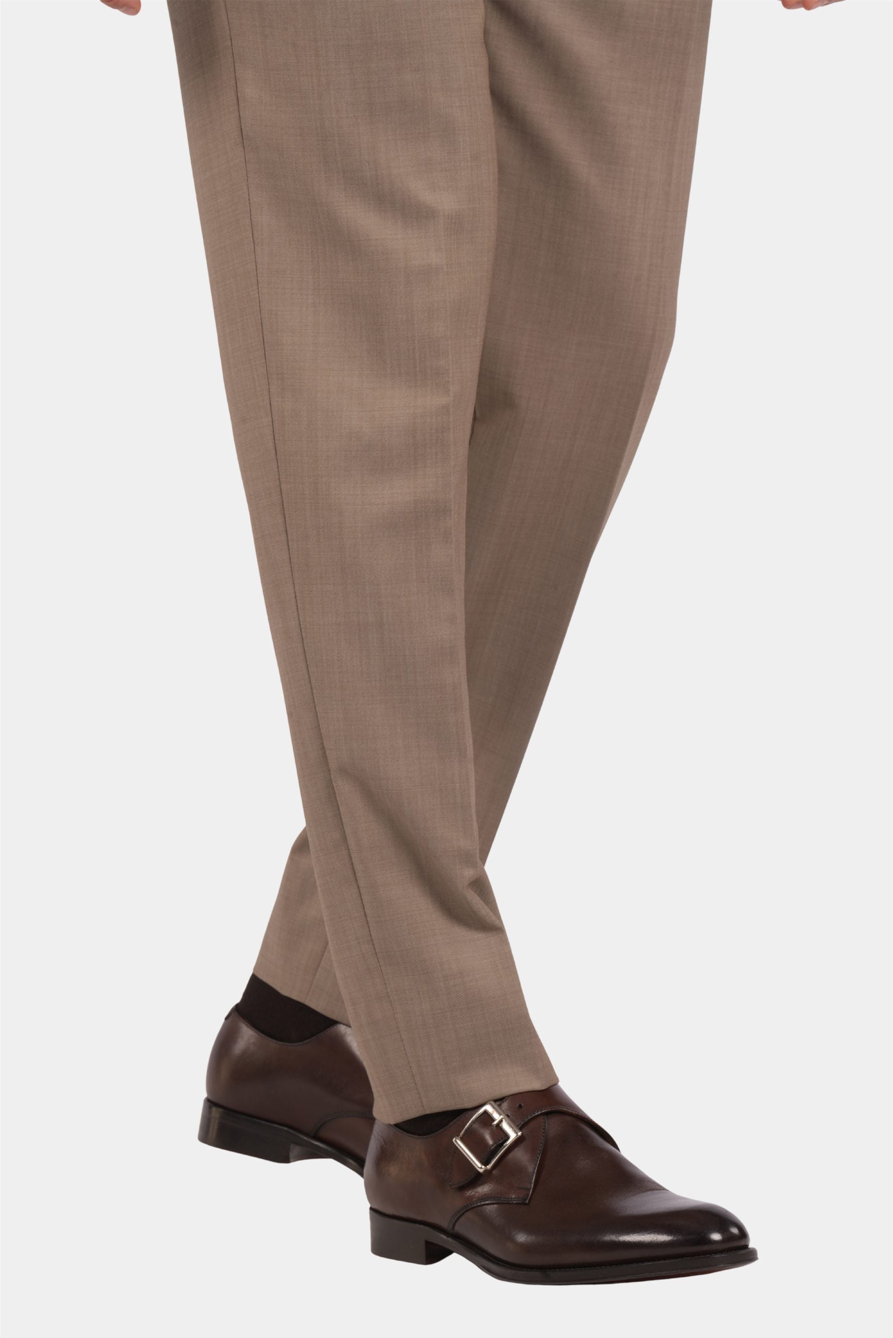 Sandbeige Dreiteiliger Woll-Anzug mit Tailored Fit