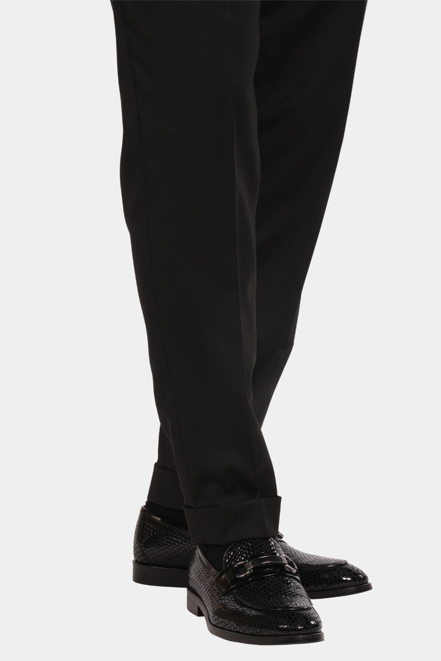 Smoking Herren Blau-Schwarz – Doppelreiher mit Satin-Revers & Struktur