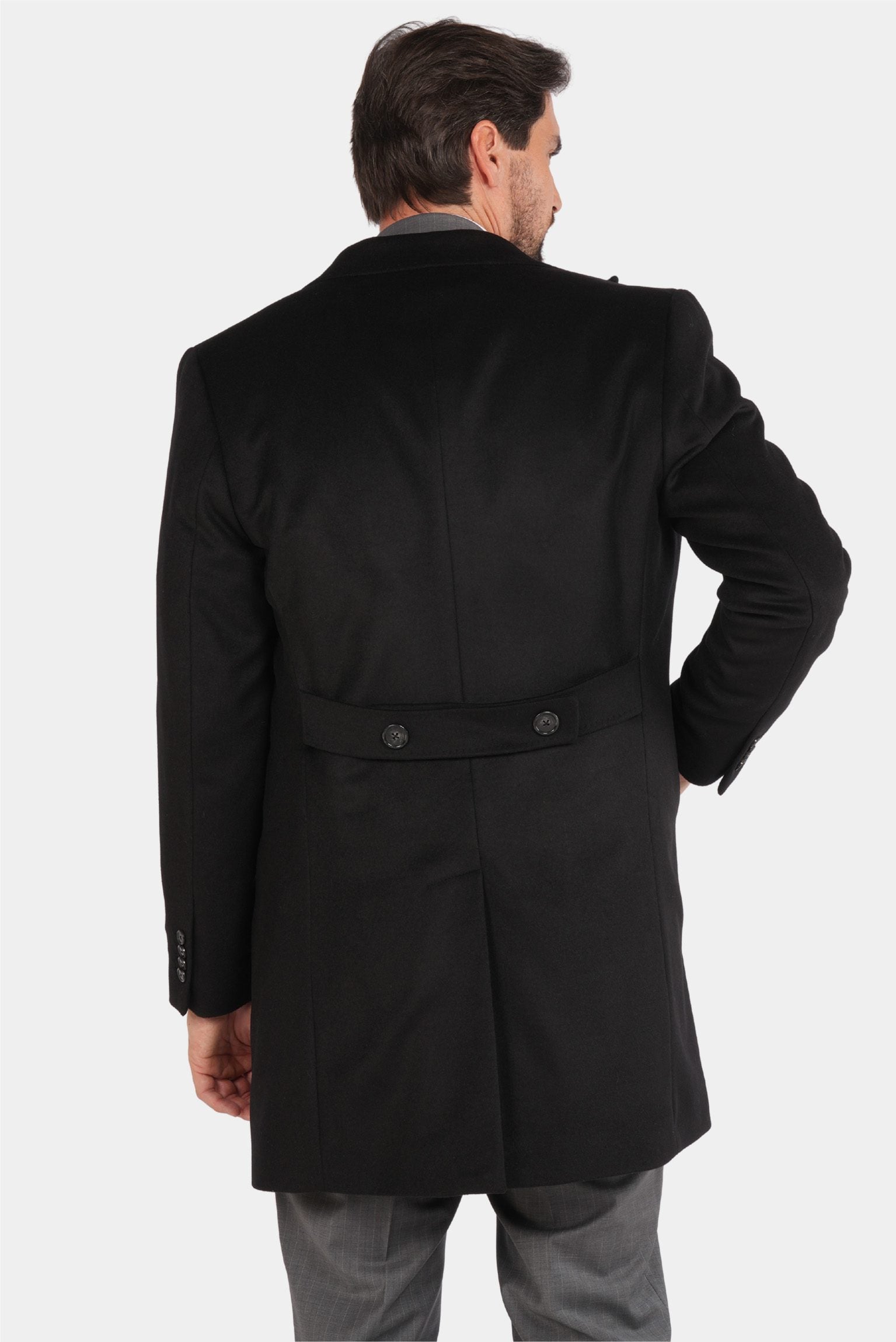 Schwarzer Italienischer Wollmantel