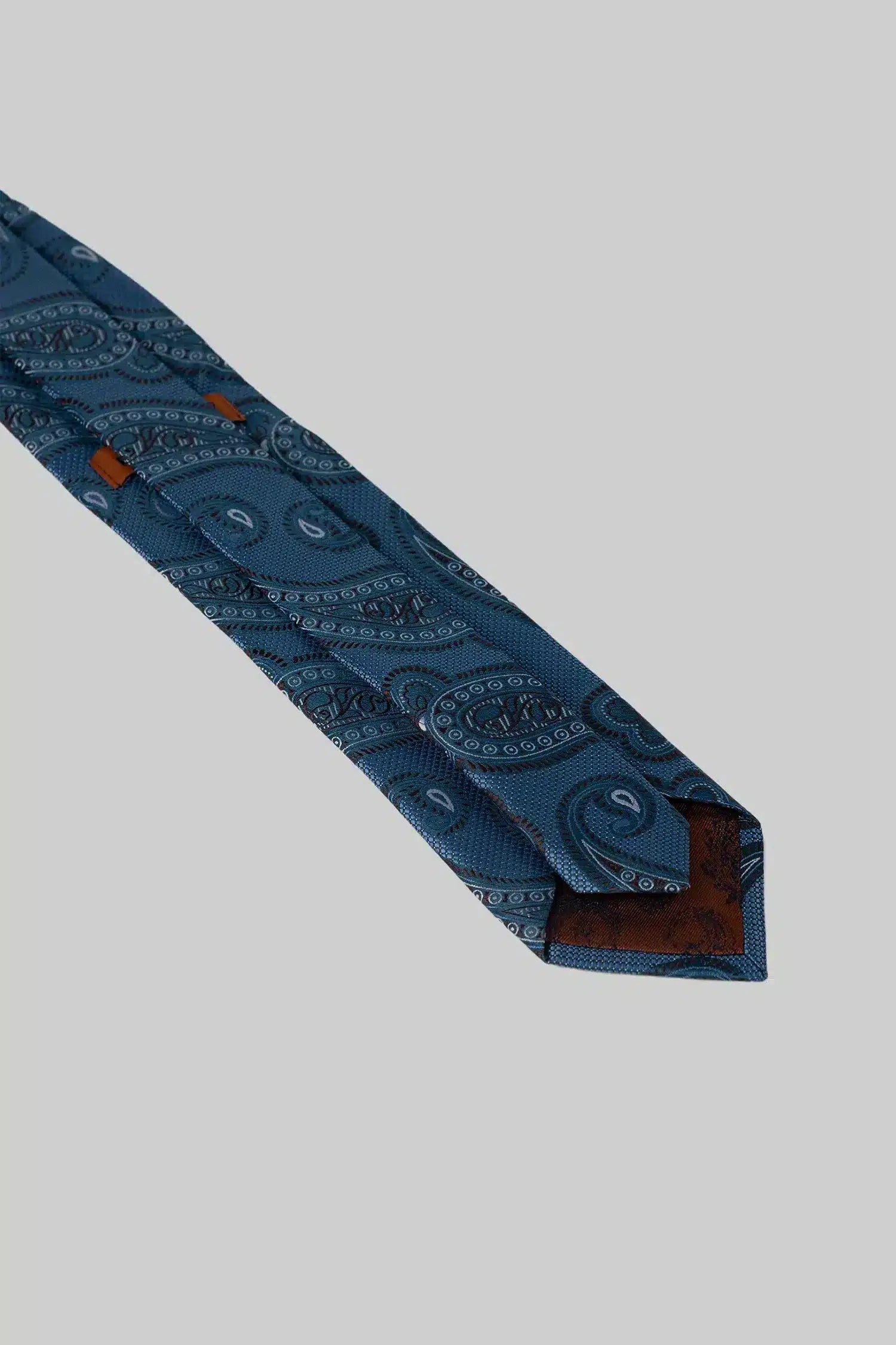 Dunkelblaue Krawatte und Einstecktuch mit Paisleymuster aus Mikrofaser