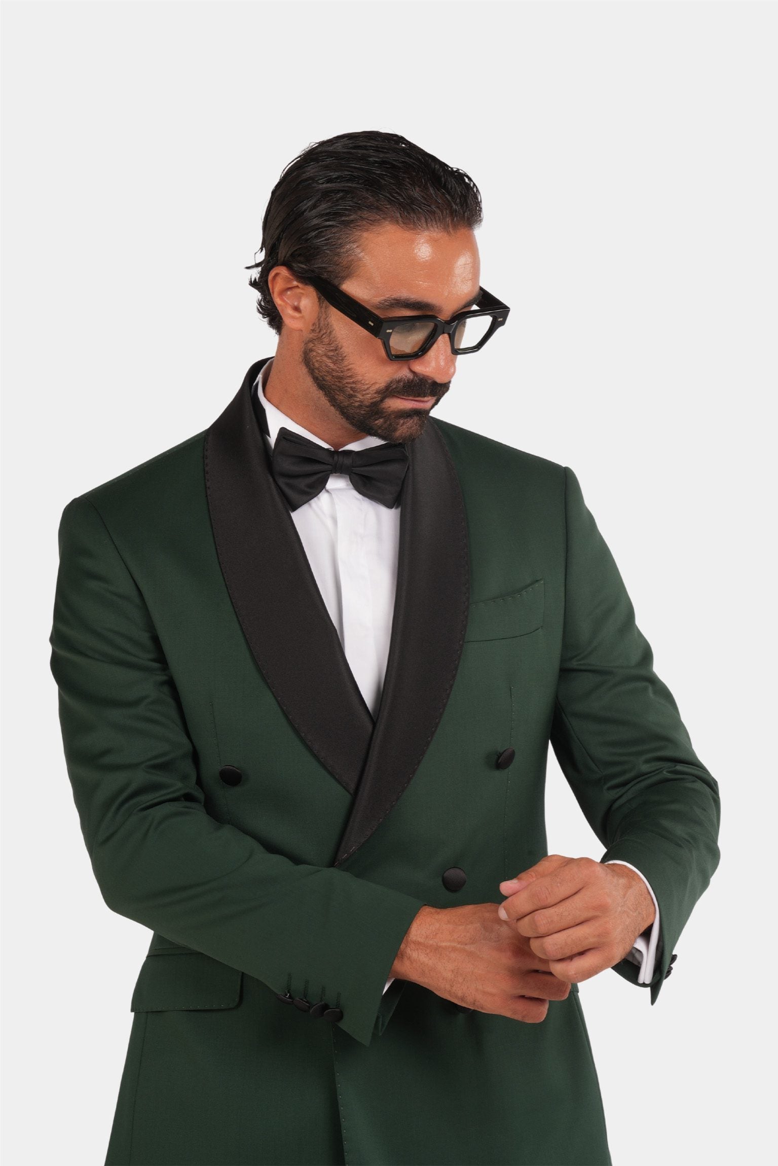 Grüner Slim Fit Doppelreihiger Smokinganzug