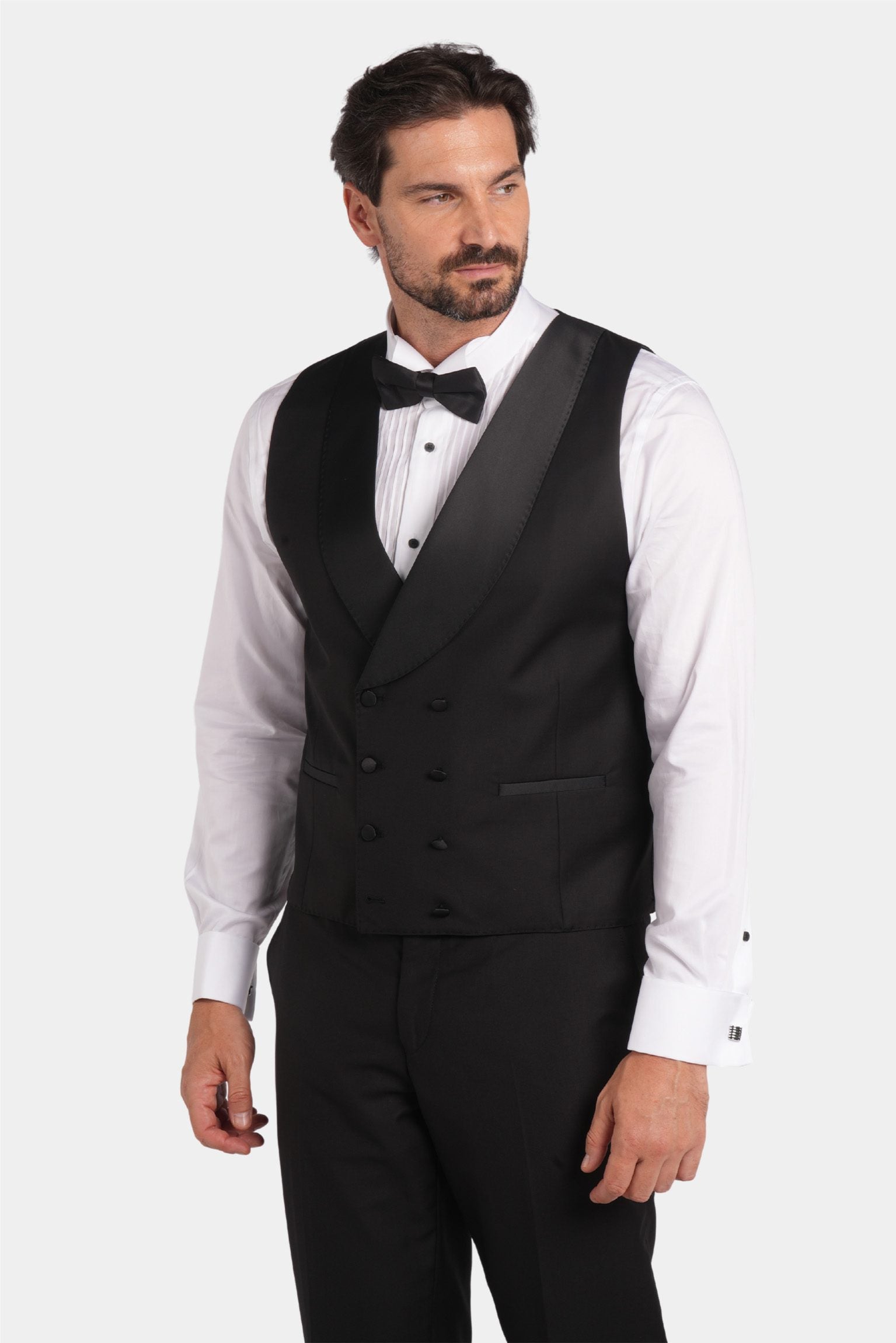 Schwarzer Slim Fit Doppelreihiger Smokinganzug