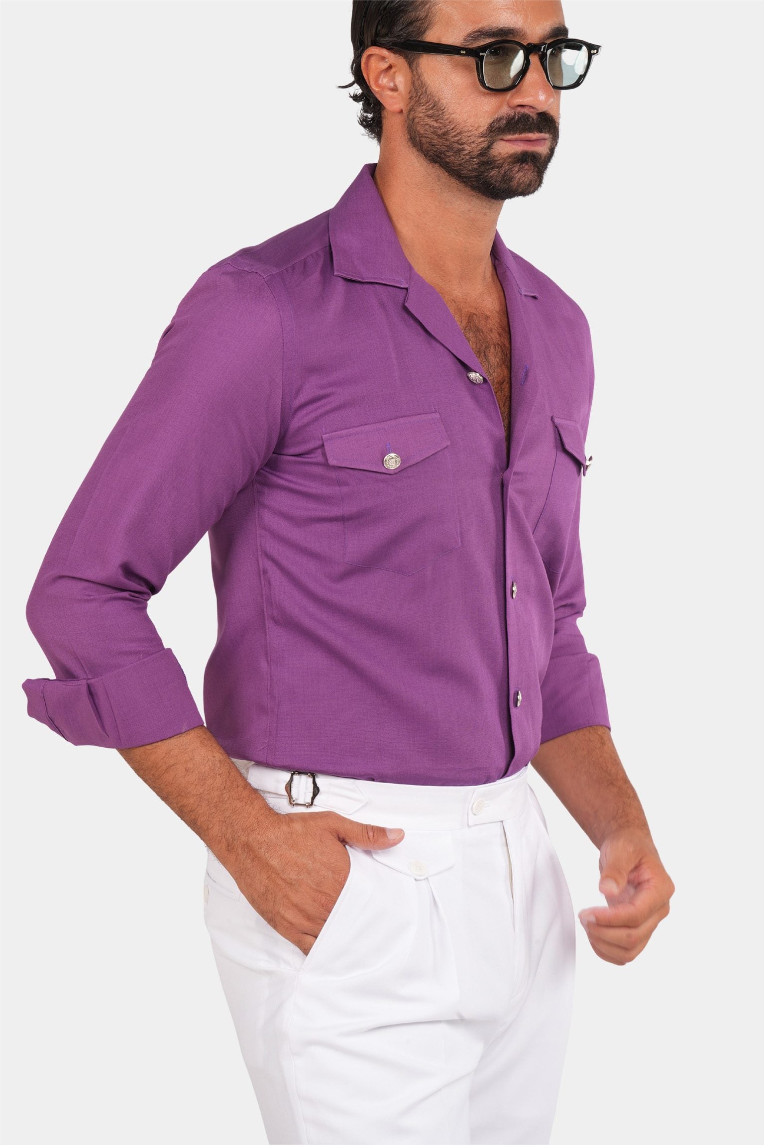 Lila Safari-Hemd