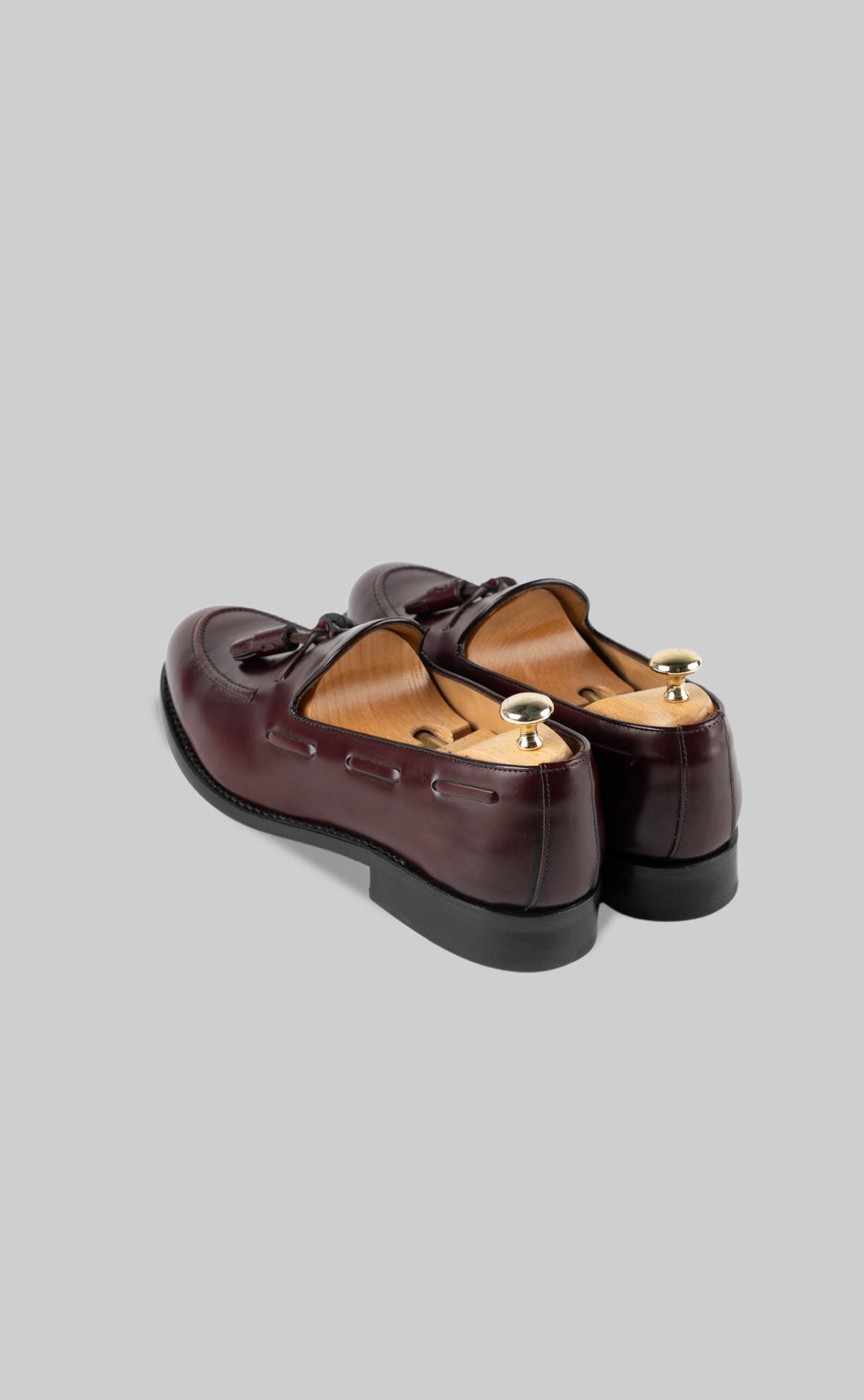 Bordeaux Leder Quasten-Loafer