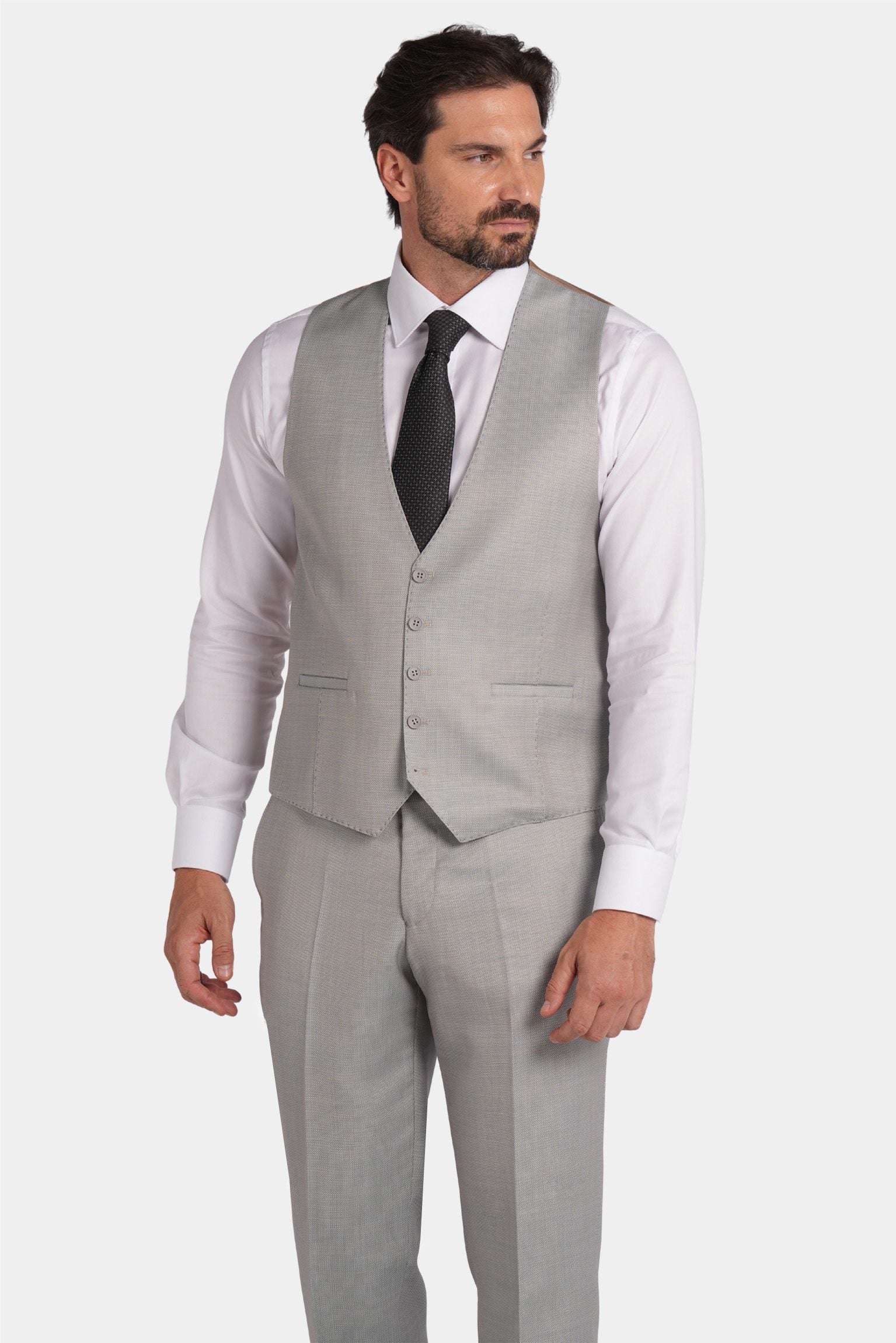 Hellgrau Modern Fit Einreihiger Anzug