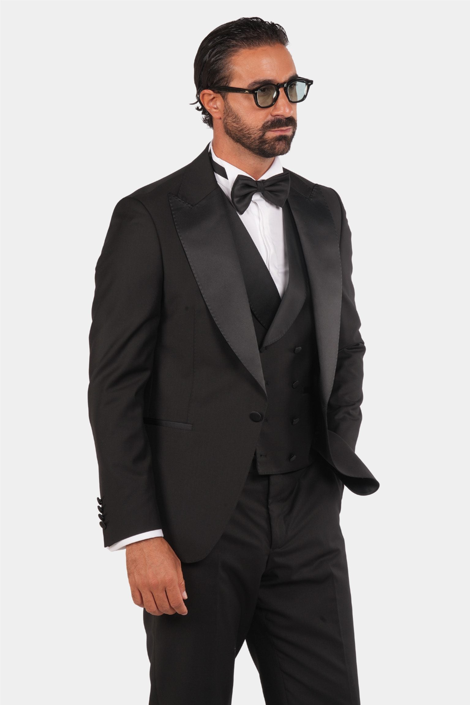Schwarzer Slim Fit Einreihiger Smokinganzug