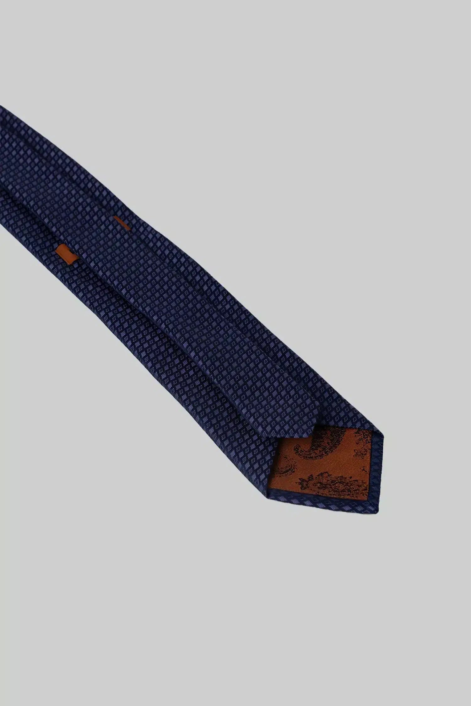 Dunkelblaue Krawatte und Einstecktuch mit Mikromuster aus Mikrofaser
