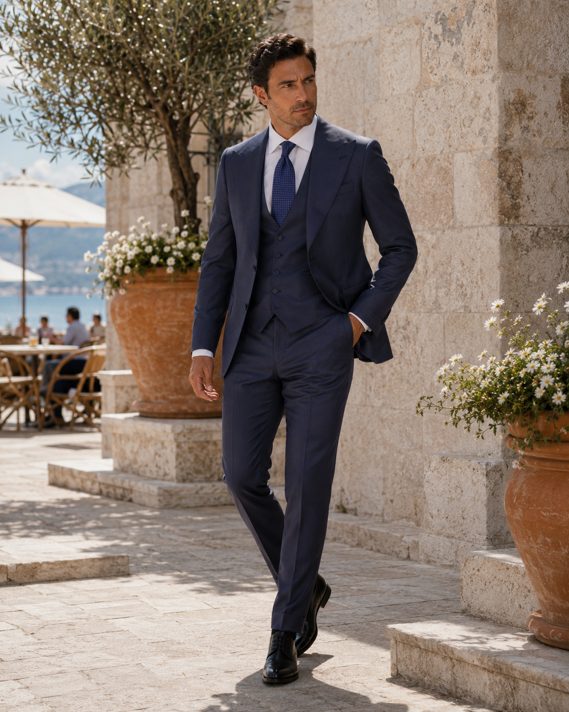 Violetter Slim-Fit-Dreiteiler aus Cerruti Super-140s-Wolle