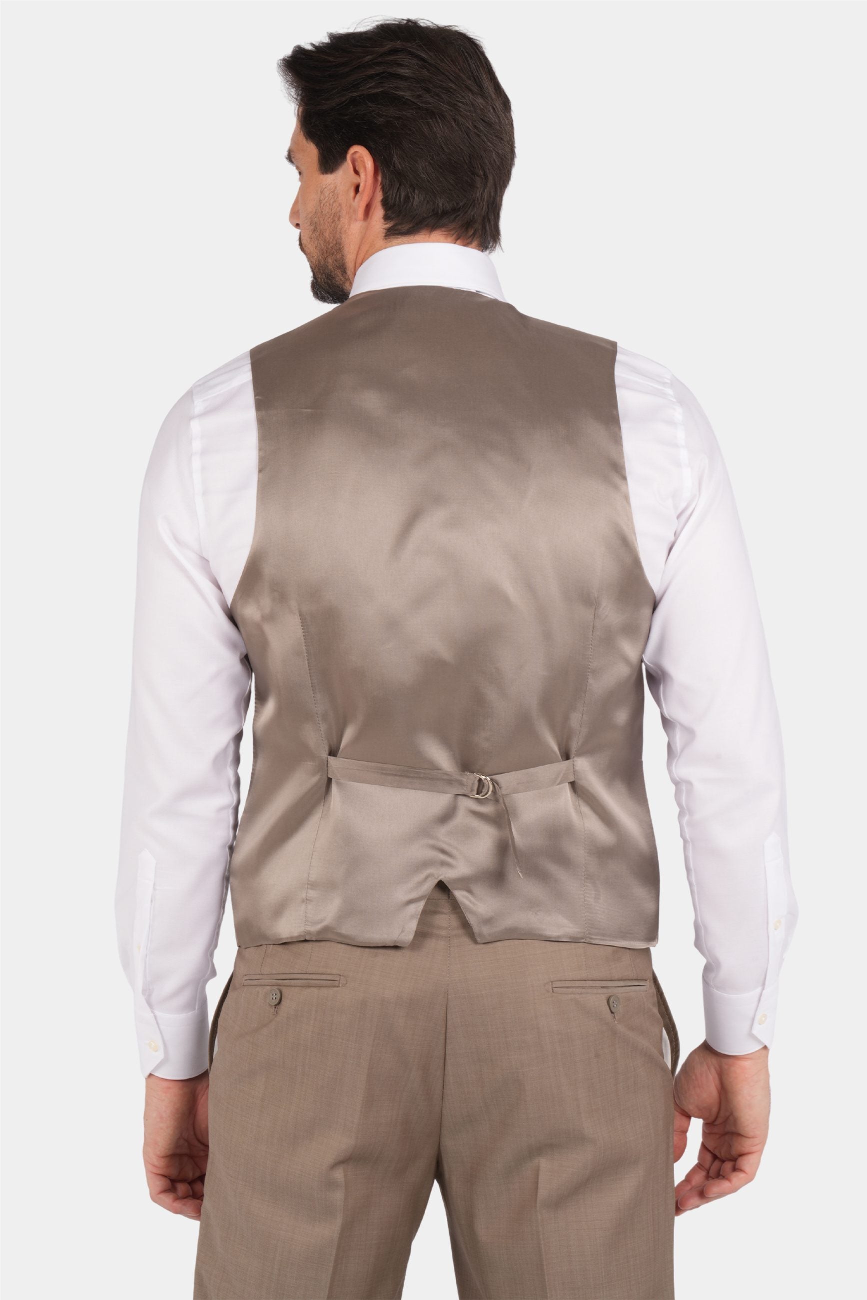 Sandbeige Dreiteiliger Woll-Anzug mit Tailored Fit