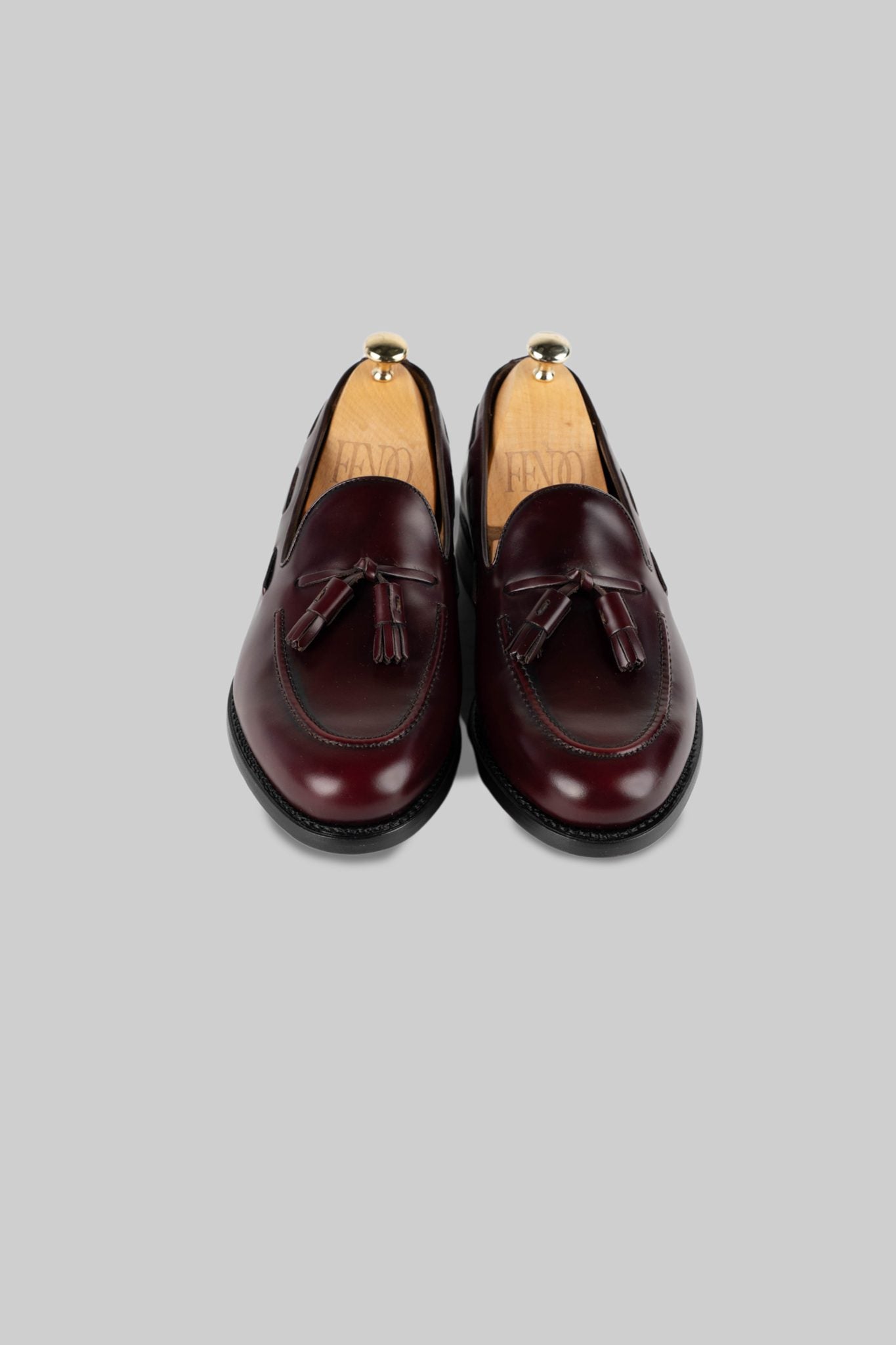 Bordeaux Leder Quasten-Loafer
