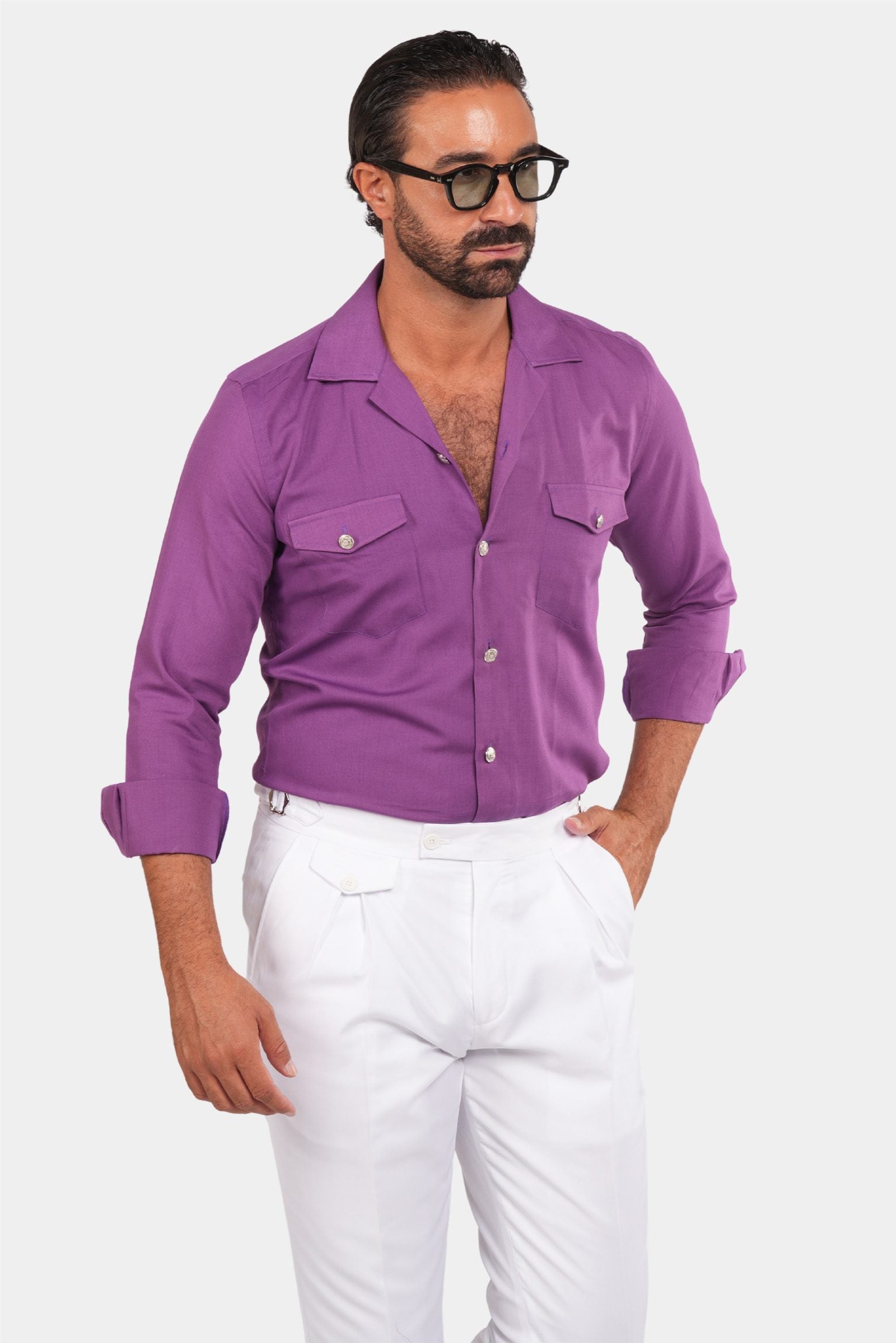 Lila Safari-Hemd