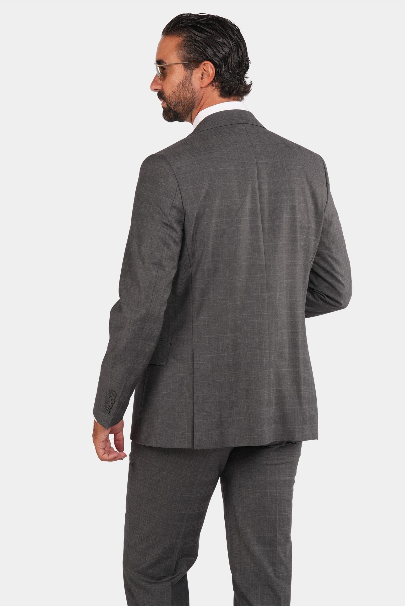 Grauer karierter Anzug Modern Fit Einreiher