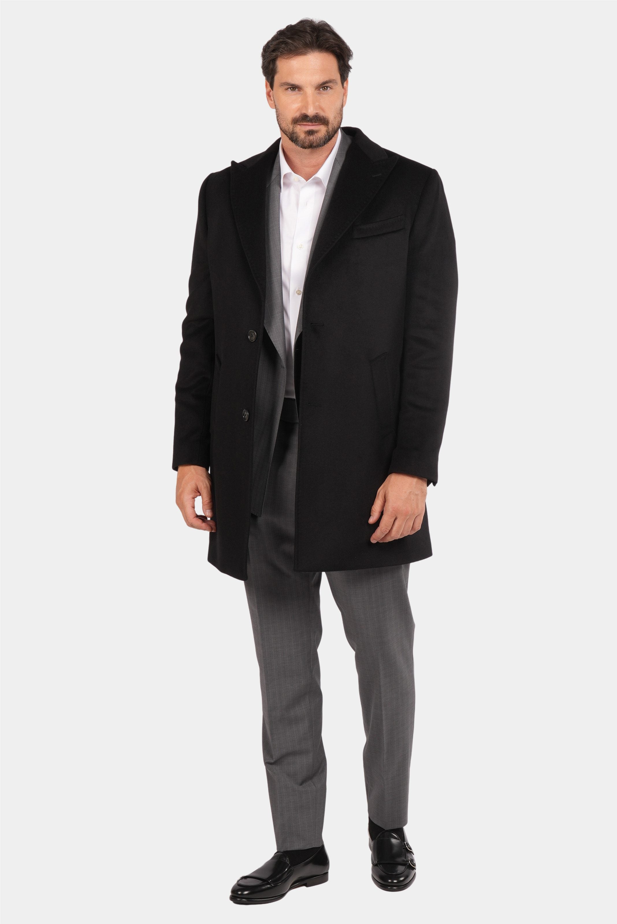 Schwarzer Italienischer Wollmantel